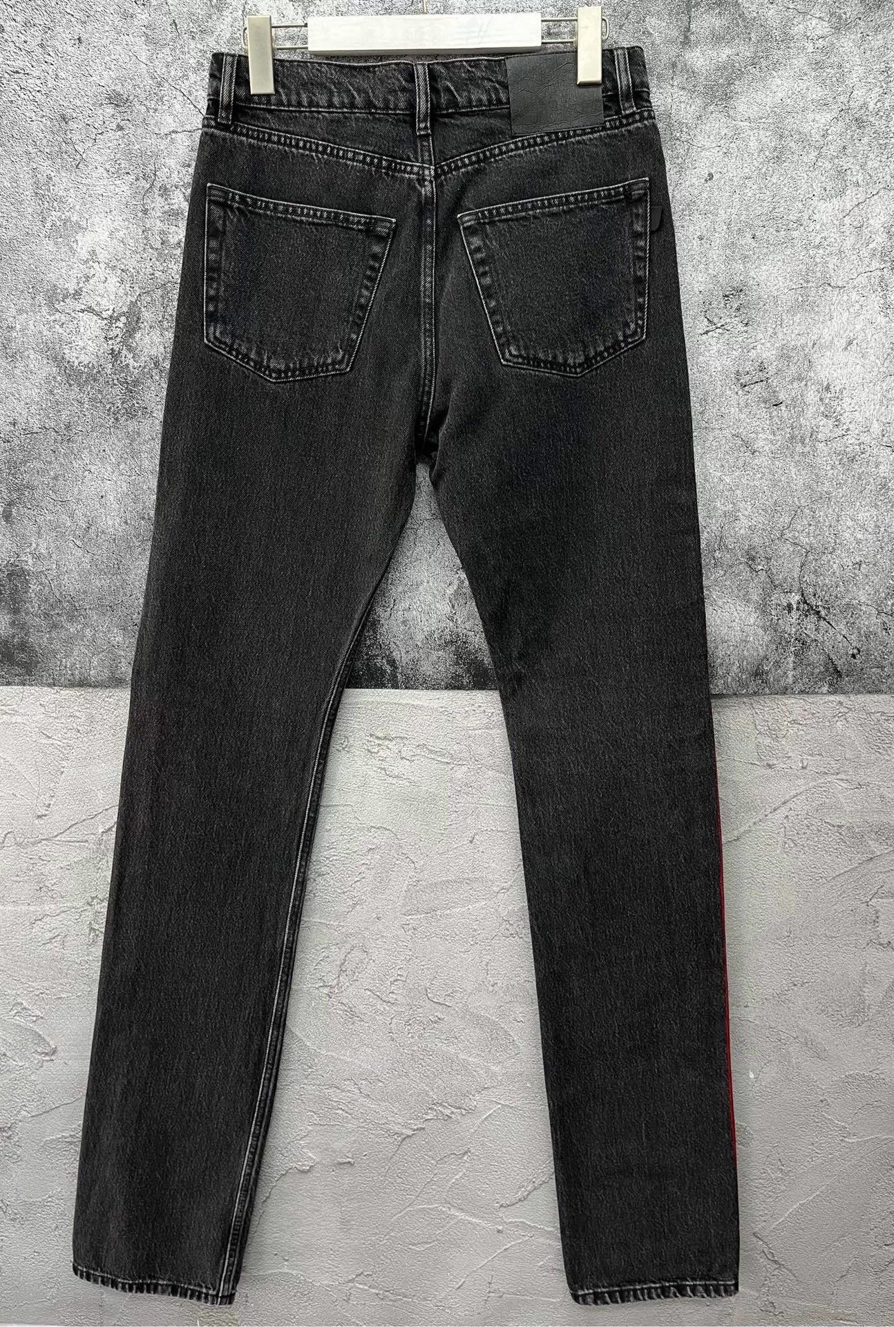 Balenciaga BALENCIAGA Black Red Stripe Straight Fit Jeans 28 Size US 28 / EU 44 - 2 Thumbnail