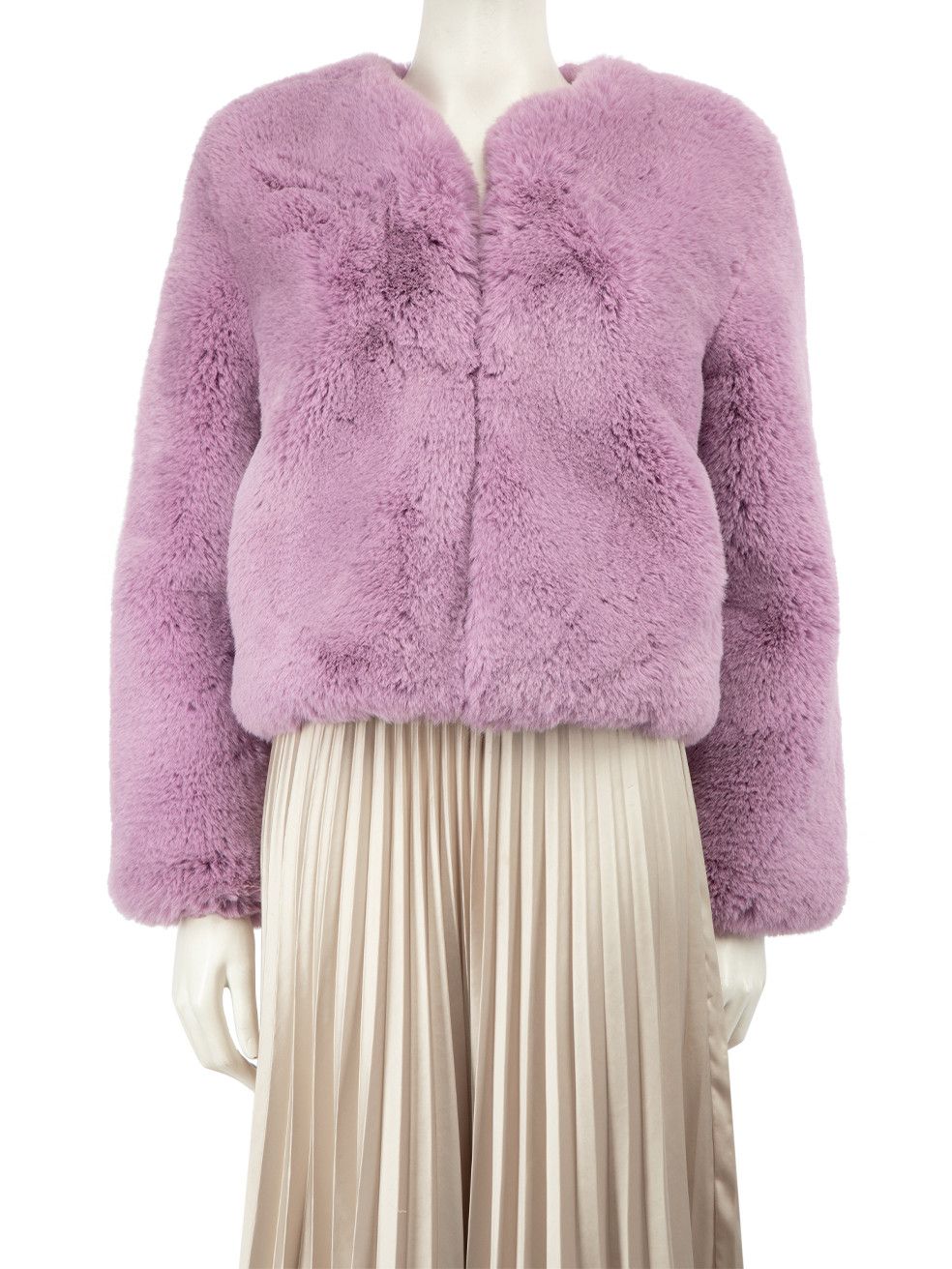 image of Stine Goya Purple Faux Fur Cropped Jacket, Women's (Size Small)