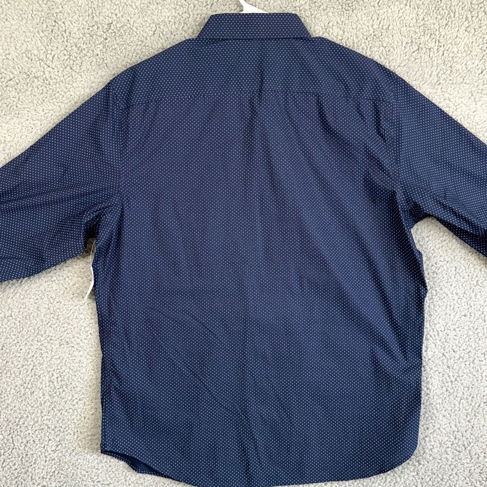 Old Navy Old Navy Shirt Men XL Button-Up Polka Dot Blue White Slim Vintage? No – Regular Fit Long Sleeve 19.5 neck Collared Dress Shirt NEW Size 46R - 3 Thumbnail