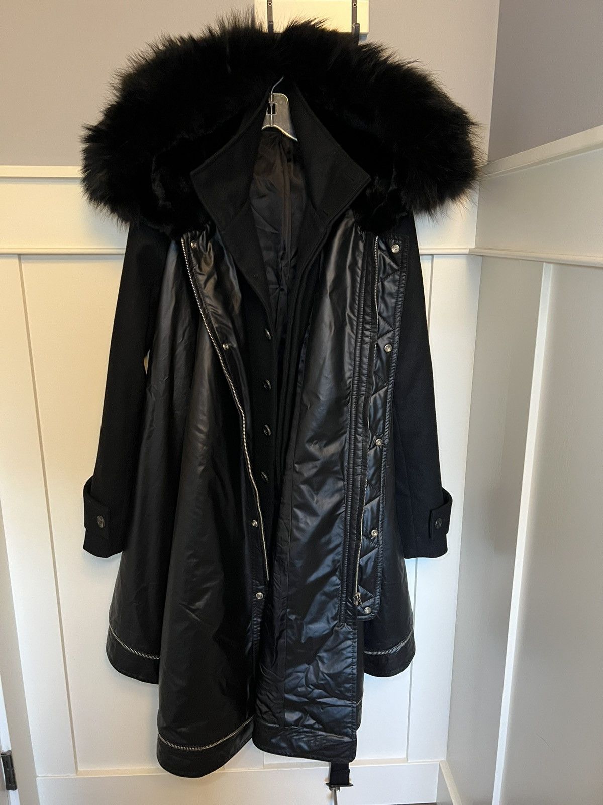 Juun.J JUUN.J Racoon and Rabbit hair multi layered wool long coat Size L / US 10 / IT 46 - 3 Thumbnail