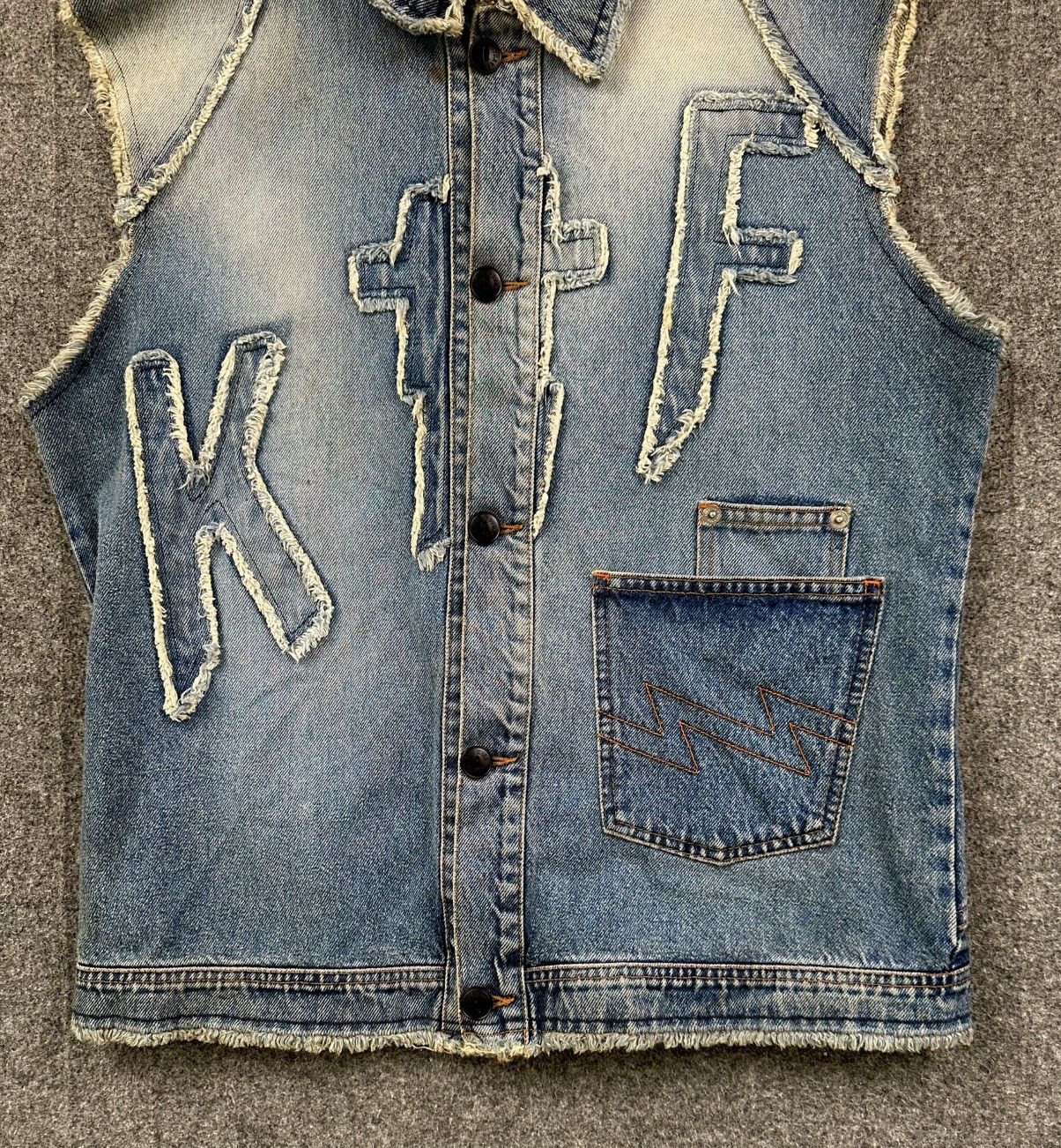 Walter Van Beirendonck Walter Van Beirendonck - W&LT 90’s Patchwork Denim KTF Vest Size US M / EU 48-50 / 2 - 3 Thumbnail