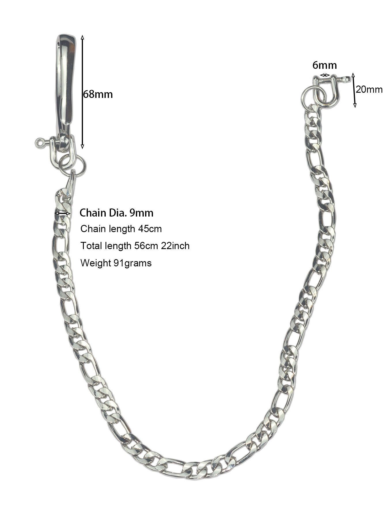 Japanese Brand Long Silver Flat Pants Chain Biker Style Size ONE SIZE - 4 Thumbnail