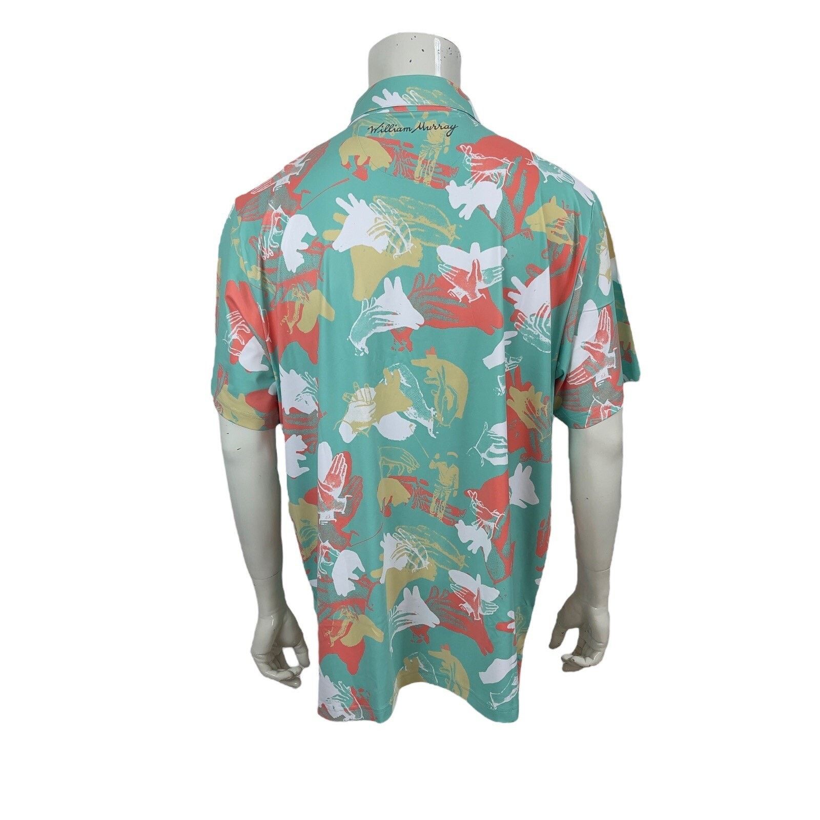 Ashworth William Murray Retro Seafoam Happy Hands Golf Shirt Mens 2XL Size US XXL / EU 58 / 5 - 18 Thumbnail
