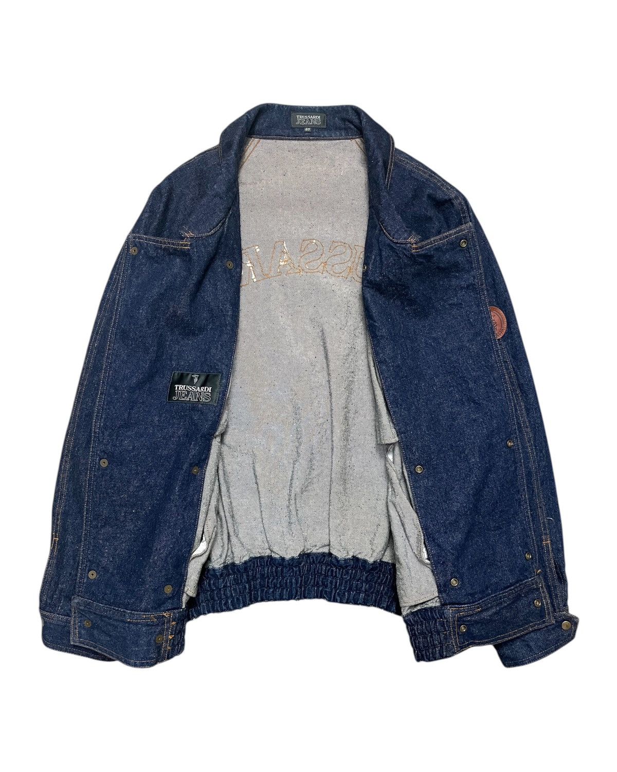Trussardi 1980s Double Breasted Japanese Denim Blouson Jacket Size US XL / EU 56 / 4 - 3 Thumbnail