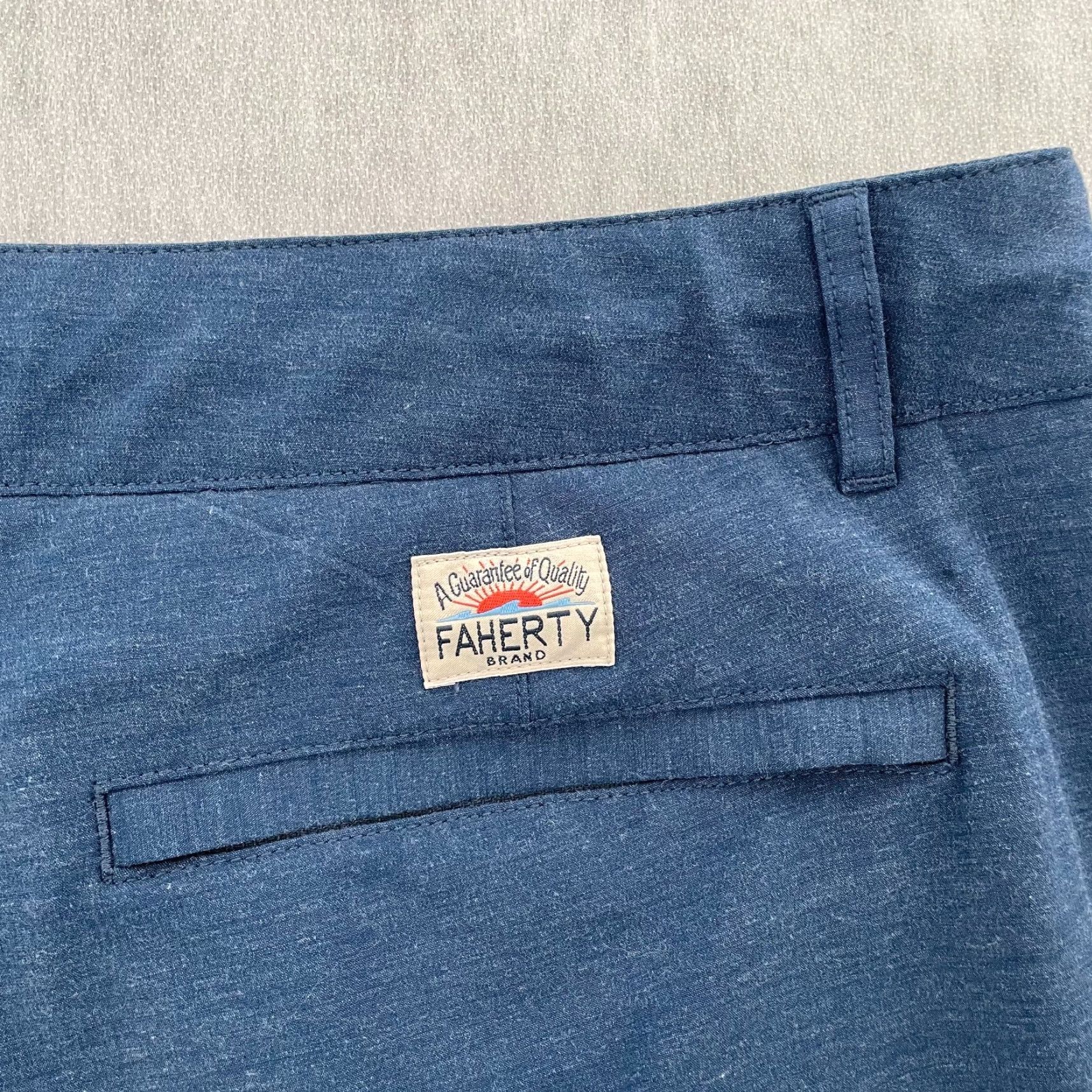 Faherty Faherty All Day Shorts Adult 38 Blue Pockets Drawstring Logo Stretch Cotton Blend Polyester Spandex Chino Men Mens Regular Size US 38 / EU 54 - 6 Thumbnail
