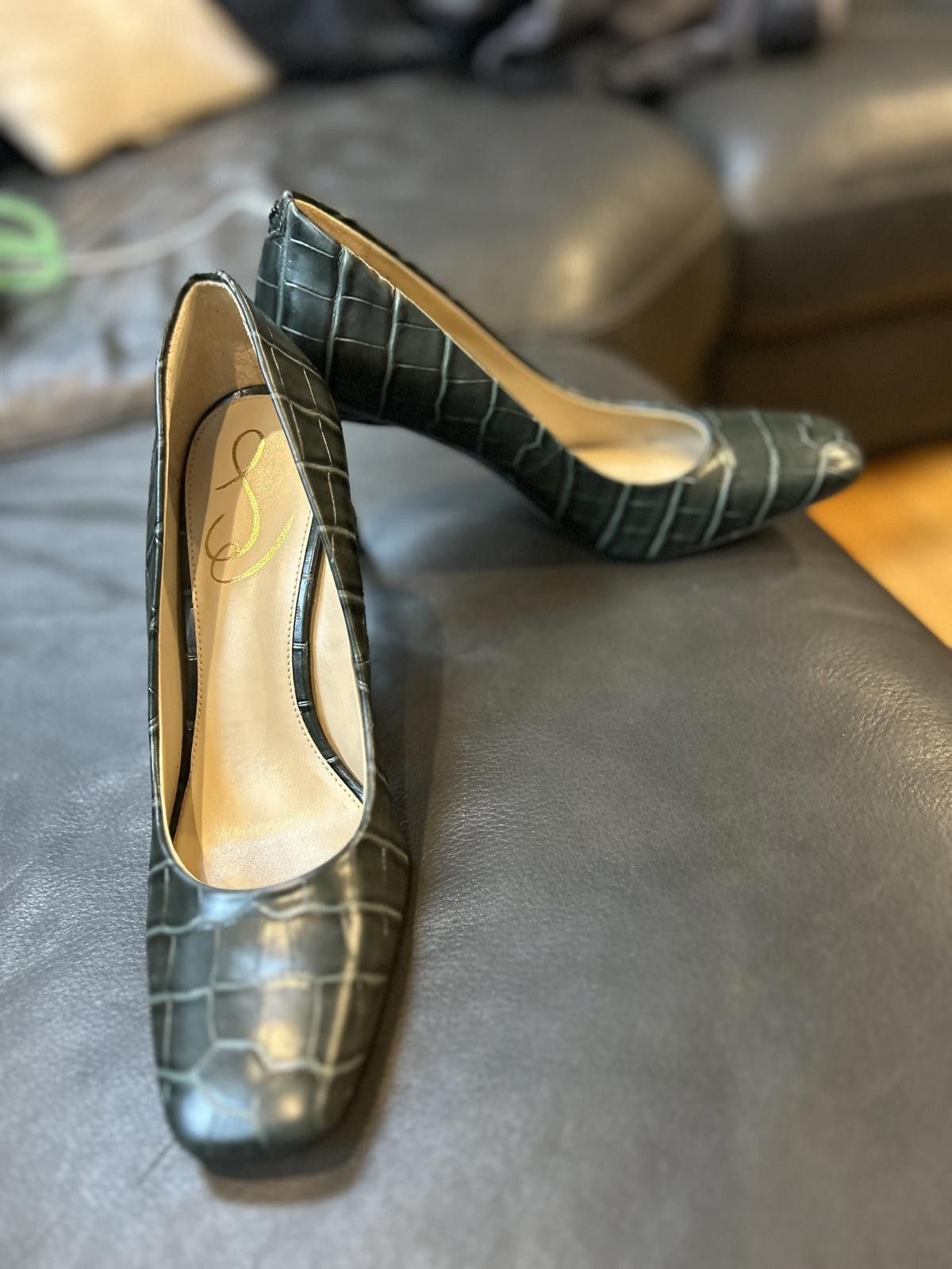 Sam Edelman Elegant Green Crocodile Print High Heelssize 6.5 -  threedaughtersproperties.com