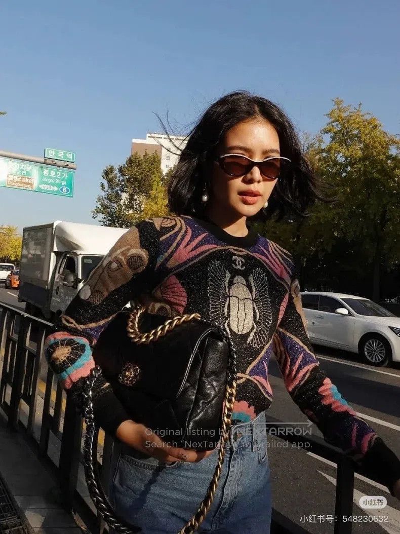 Chanel Chanel 19A Egypt Series Black Pink Beetle Pattern Cashmere Size S / US 4 / IT 40 - 8 Thumbnail