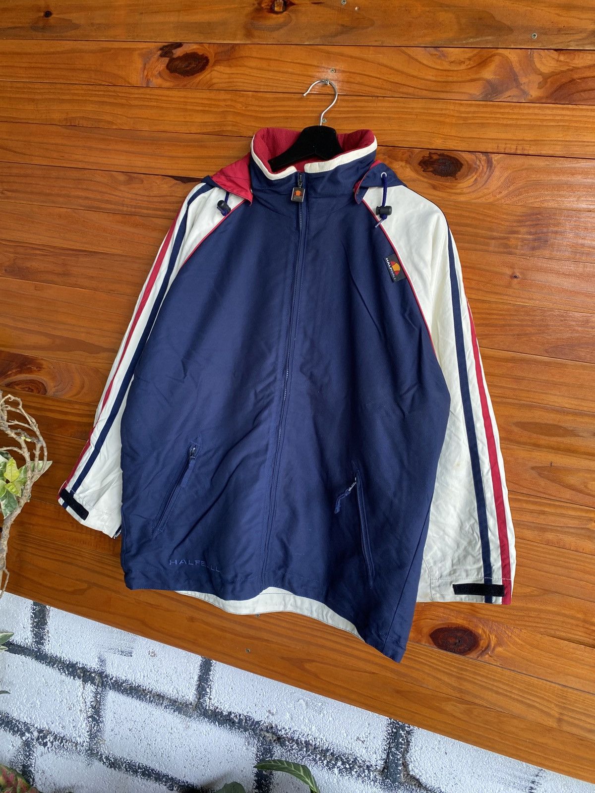 Ellesse × Goldwin Vintage Ellesse Halfball Hooded Jacket Navy White Red Jacket Size US S / EU 44-46 / 1 - 4 Thumbnail
