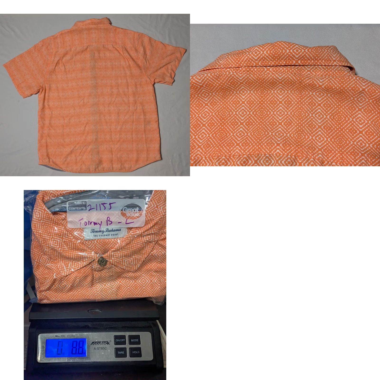 Tommy Bahama Tommy Bahama The Coconut Point Shirt Orange Geo Tencel Blend - Men Large Shirt Mens Orange Geometric Short Sleeve Button-Up Size US L / EU 52-54 / 3 - 9 Thumbnail