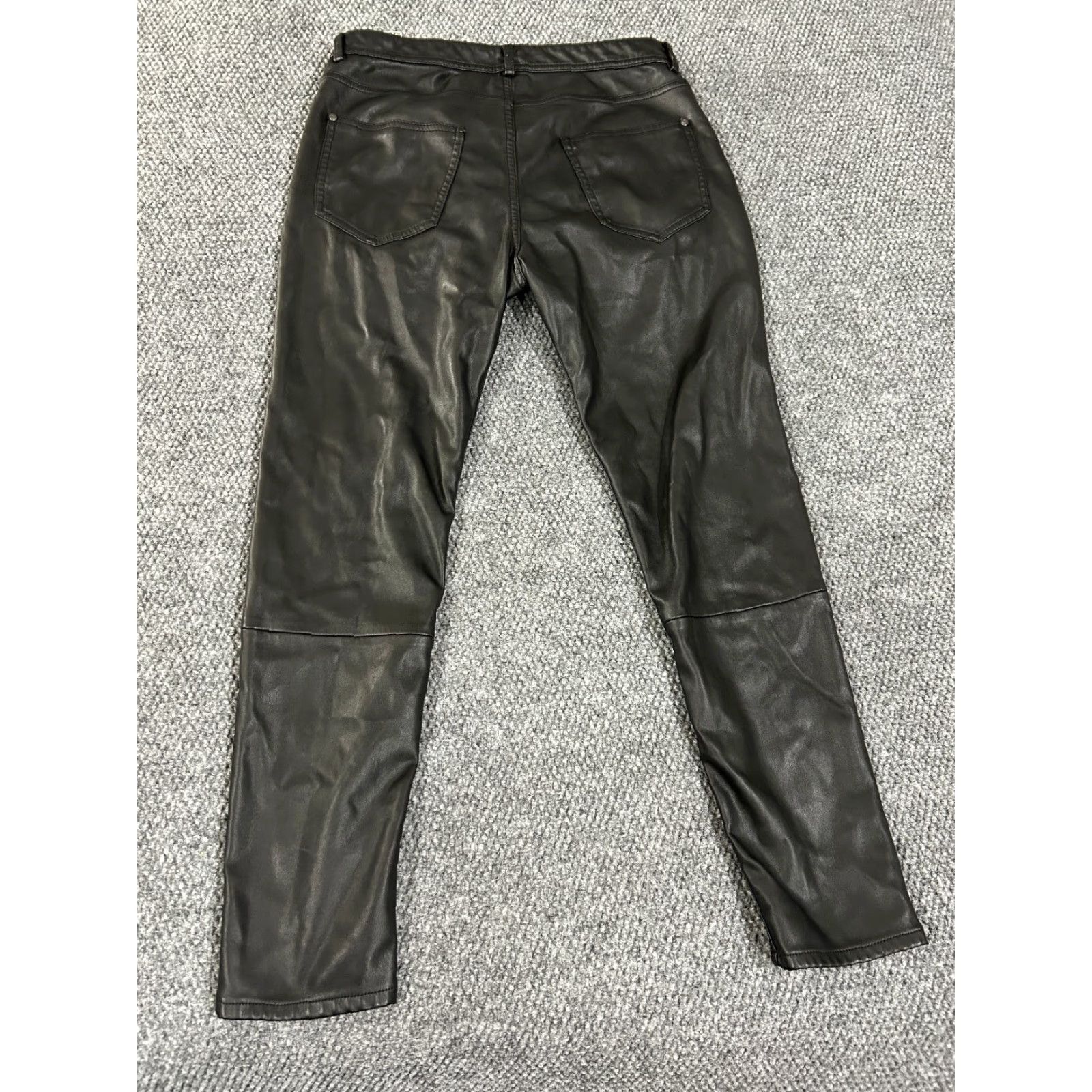 Zara Zara faux leather pants womens 31 black skinny moto Pants Women's 31 Black Slim Straight Front Zipper Pockets Faux Leather Polyester Block Color Black Size 24" / US 00 / IT 34 - 7 Thumbnail