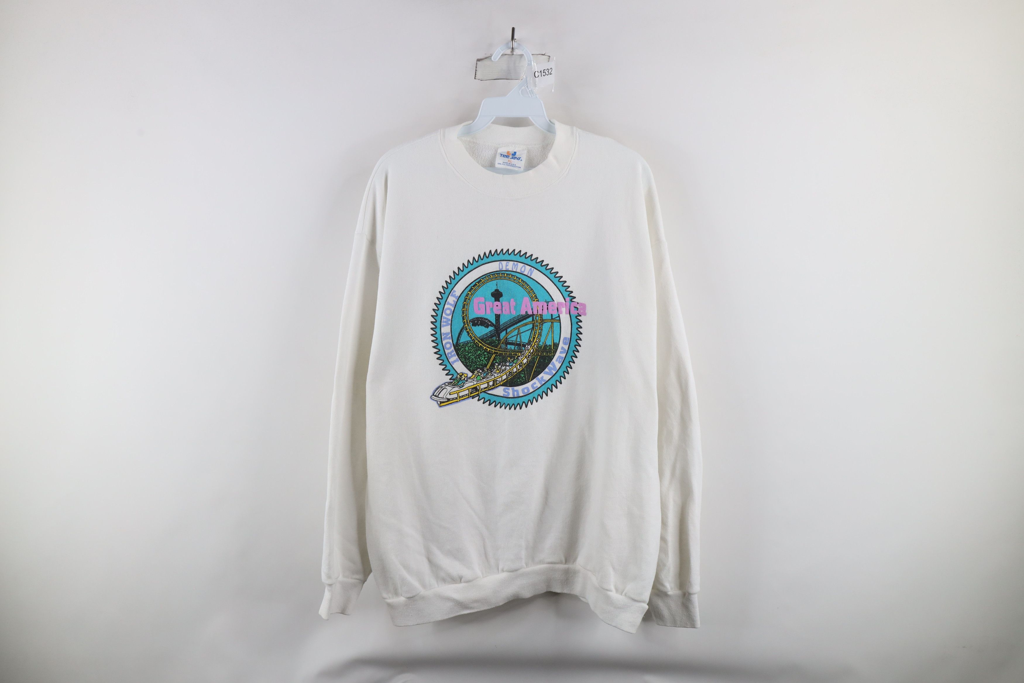 Vintage Vintage 90s America Iron Wolf Demon Shockwave Sweatshirt USA Size US XL / EU 56 / 4 - 1 Thumbnail