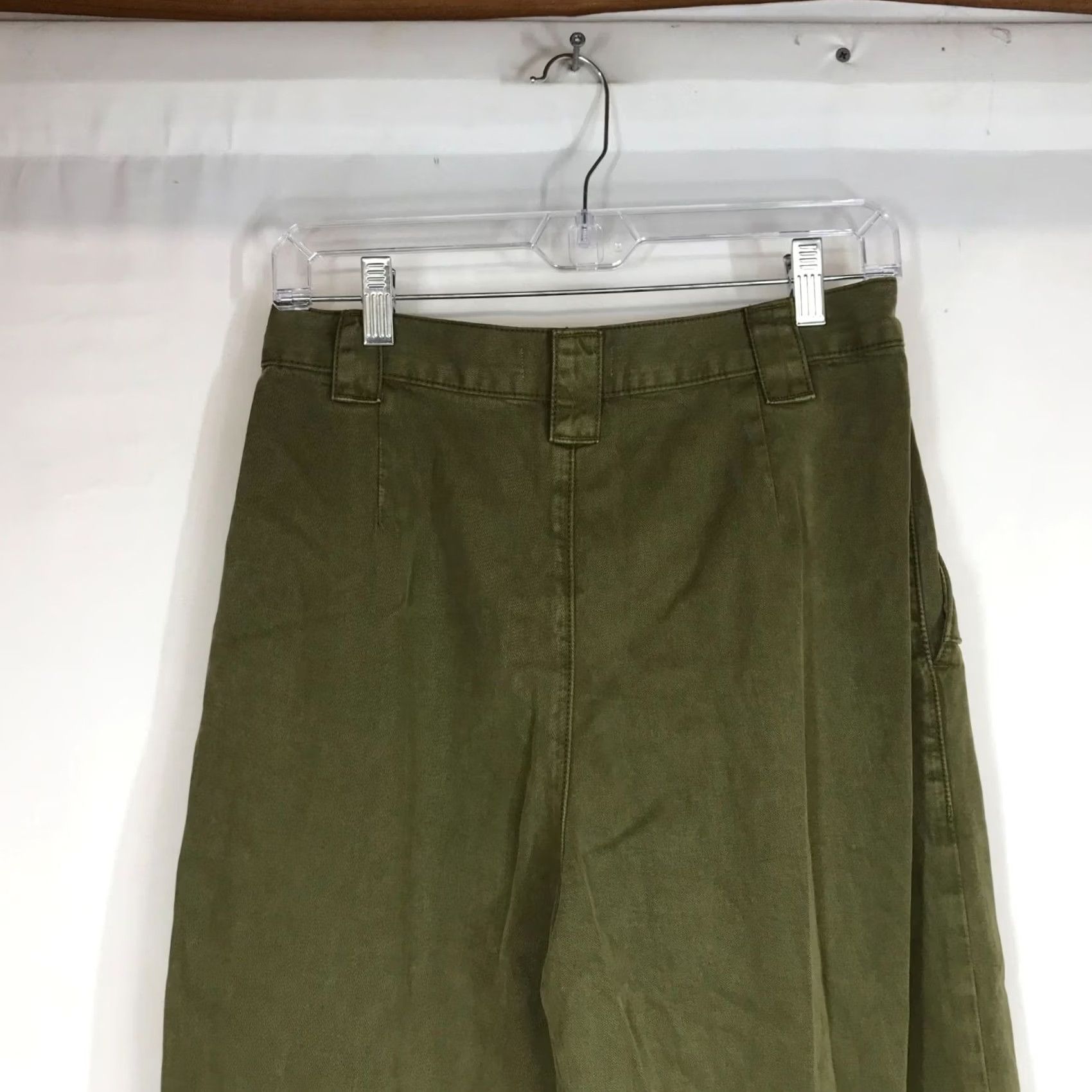 Topshop TOPSHOP Women's 6 Green Pleated Cuff Pants Lyocell Blend Size 28" / US 6 / IT 42 - 5 Thumbnail