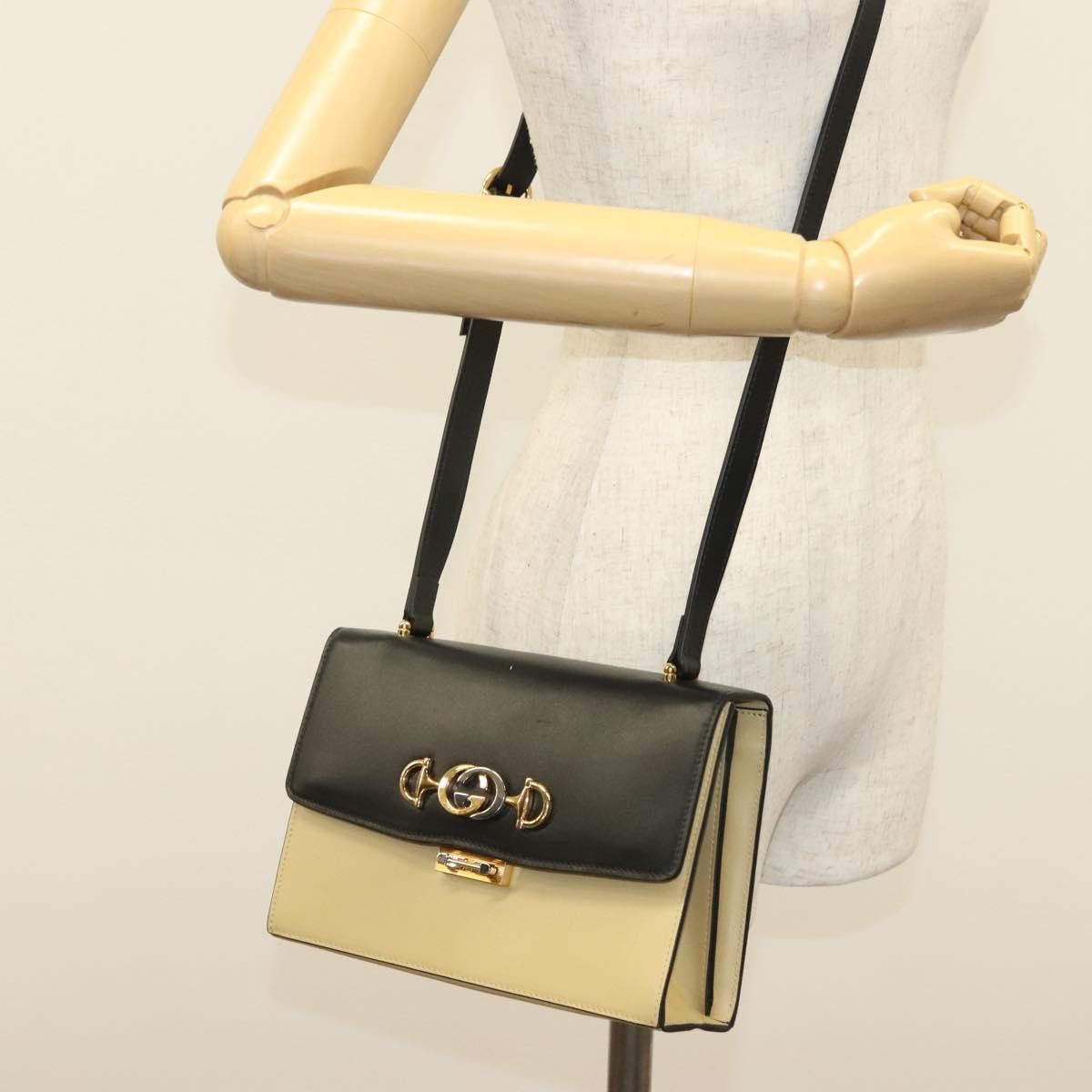 Gucci GUCCI Horsebit Zumi Shoulder Bag Leather Beige Gold Silver Size ONE SIZE - 24 Thumbnail