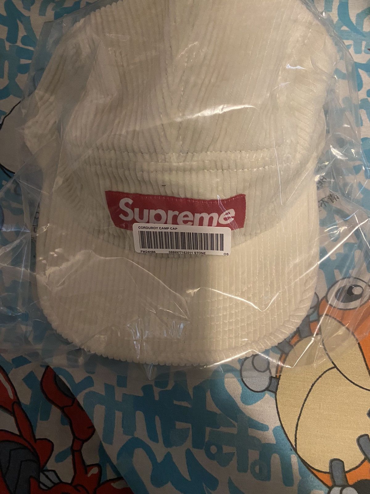 Supreme Supreme Corduroy Camp Cap Stone White (FW24) Red Box Logo Size ONE SIZE - 4 Thumbnail