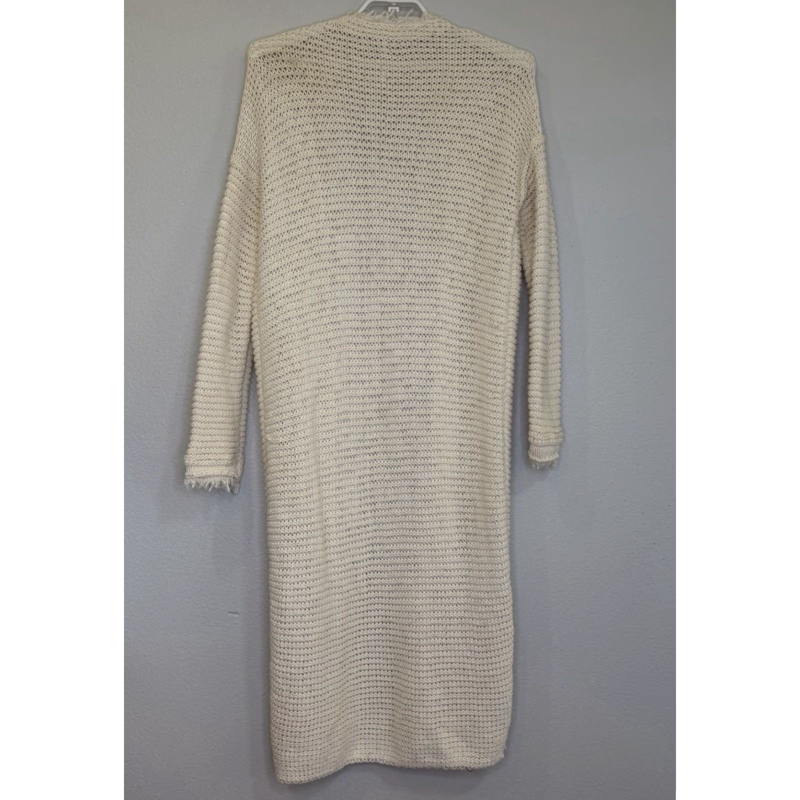 Free People Free People Woodstock Long Knit Sweater Cardigan Ivory Fringe Duster Boho Women’s Small Long Sleeve Open Front Size S / US 4 / IT 40 - 6 Thumbnail