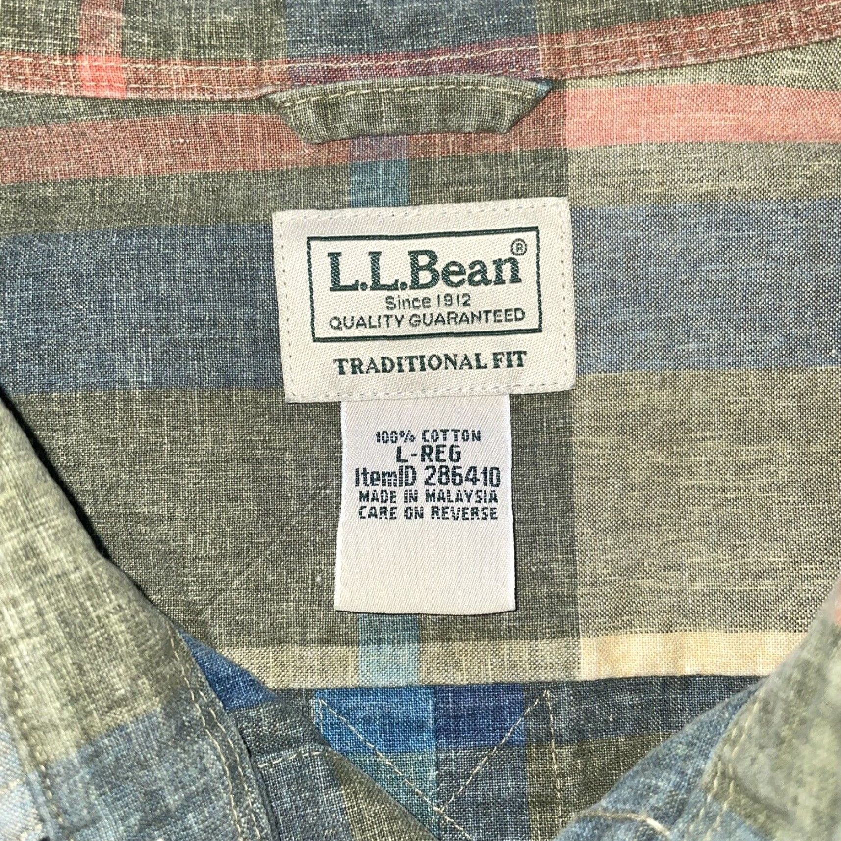 Vintage VINTAGE L.L. Bean Plaid Shirt Mens Long Sleeve Regular Fit Size L Green Button-Up Size US L / EU 52-54 / 3 - 3 Thumbnail