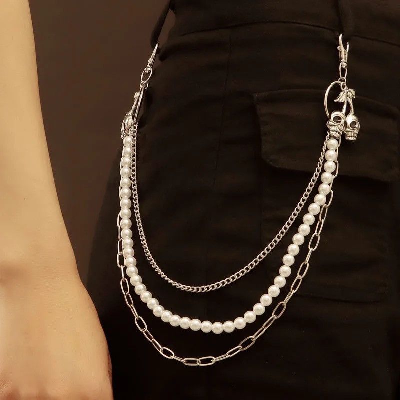 Jewelry × Vintage Punk Waist Pants Chain Wallet Chain Skull Keychain Size ONE SIZE - 2 Thumbnail
