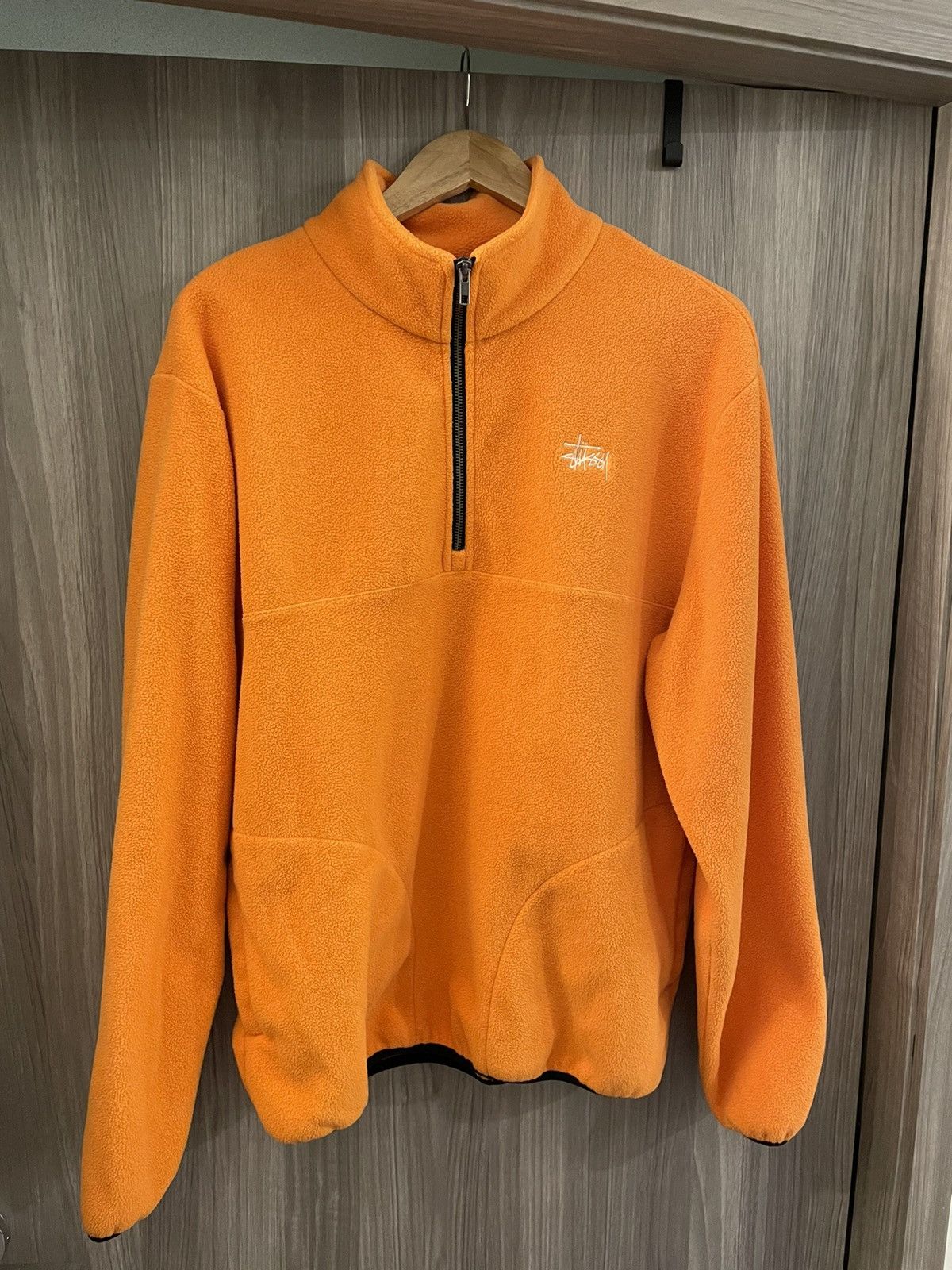 image of Stussy Basic Polar Fleece Pullover in Orange, Men's (Size Large)