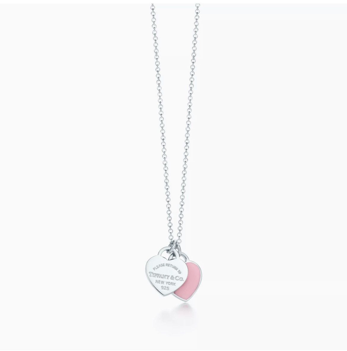 Tiffany & Co. Pink Double Heart Tag Pendant in Silver, Mini Size ONE SIZE - 4 Thumbnail