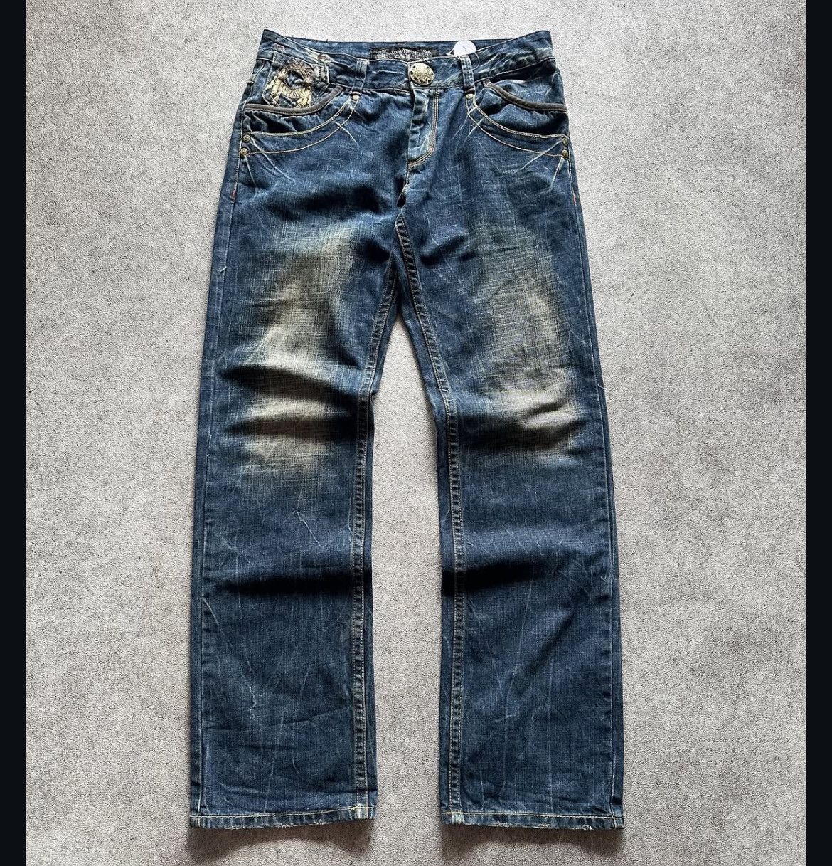 Japanese Brand 2000s Red Pepper Embroidery Ifsix Faded Wash Jeans y2k Lgb Size US 34 / EU 50 - 2 Thumbnail