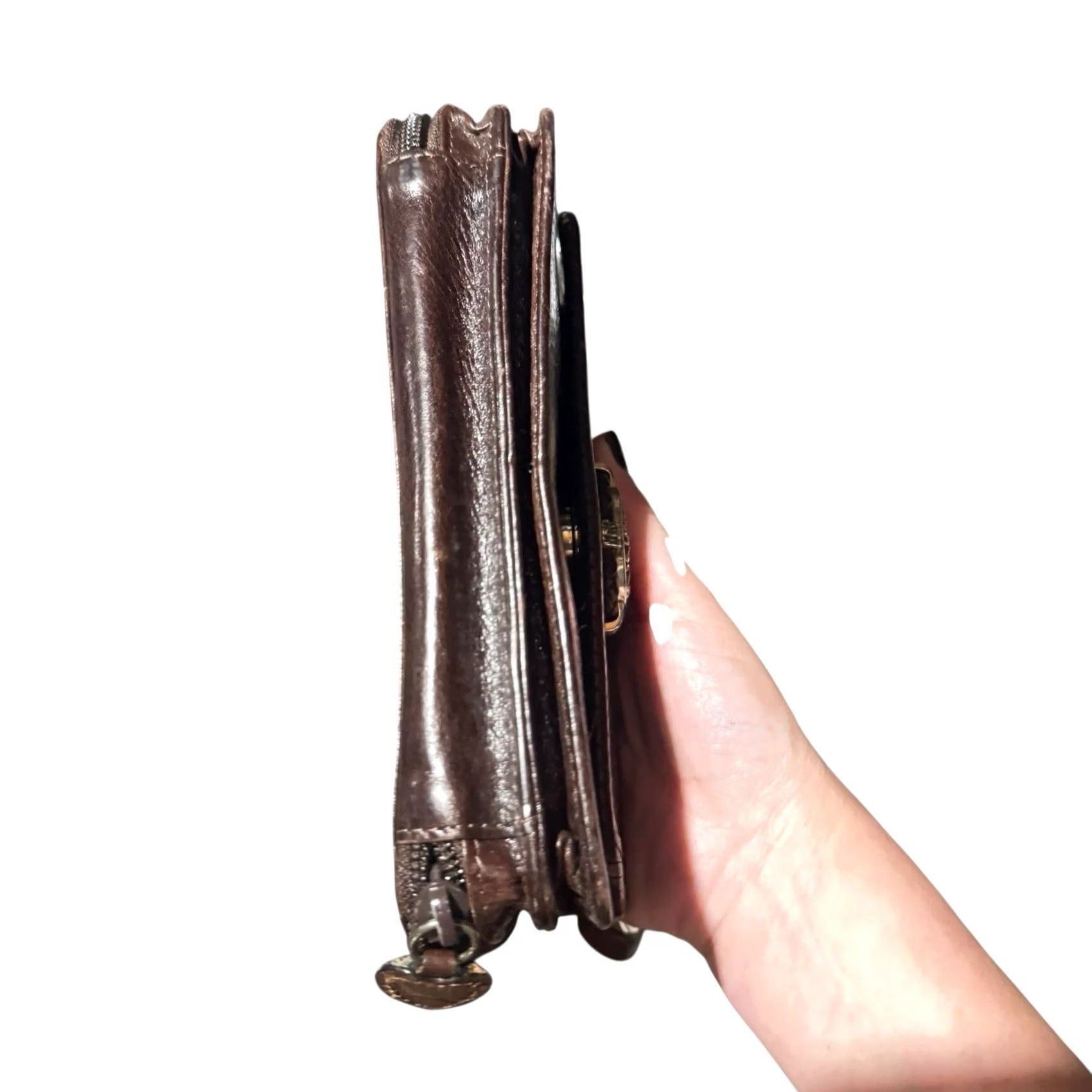 Brighton BRIGHTON Brown Croc Leather Whip-Stitch Crossbody Wallet Clutch Organizer Womens Crossbody Clutch Wallet Size ONE SIZE - 5 Thumbnail