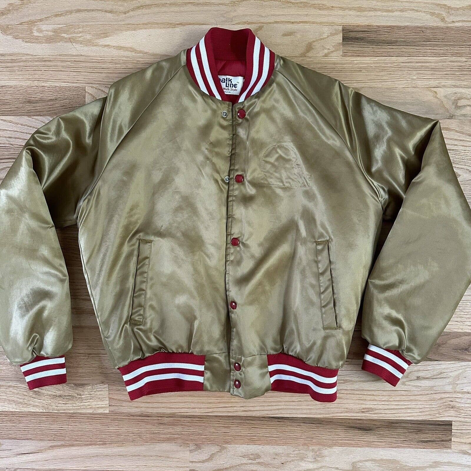 San Francisco 49ers Vintage 80s Chalk Line Satin Bomber Jacket -   Israel