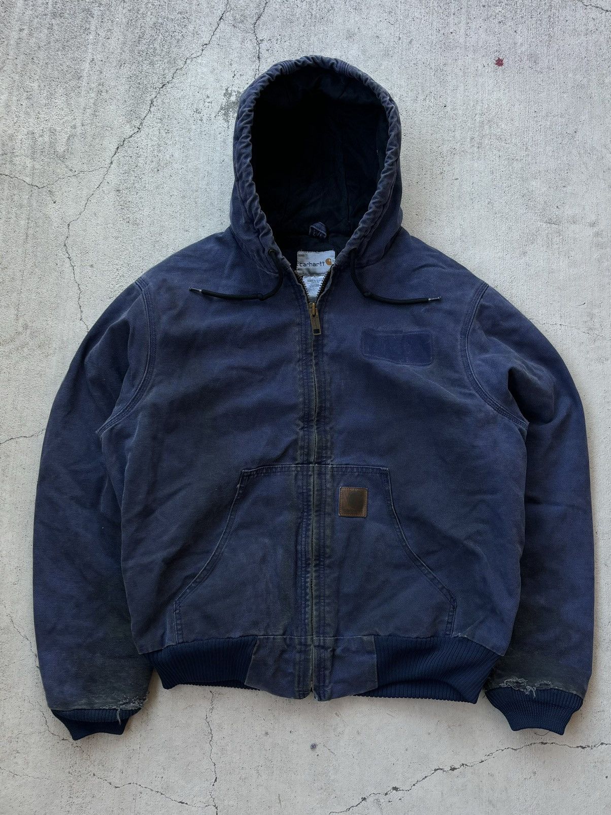 Pre-owned Carhartt X Vintage 90's Faded Blue Carhartt Rocky Hooded Jacket L