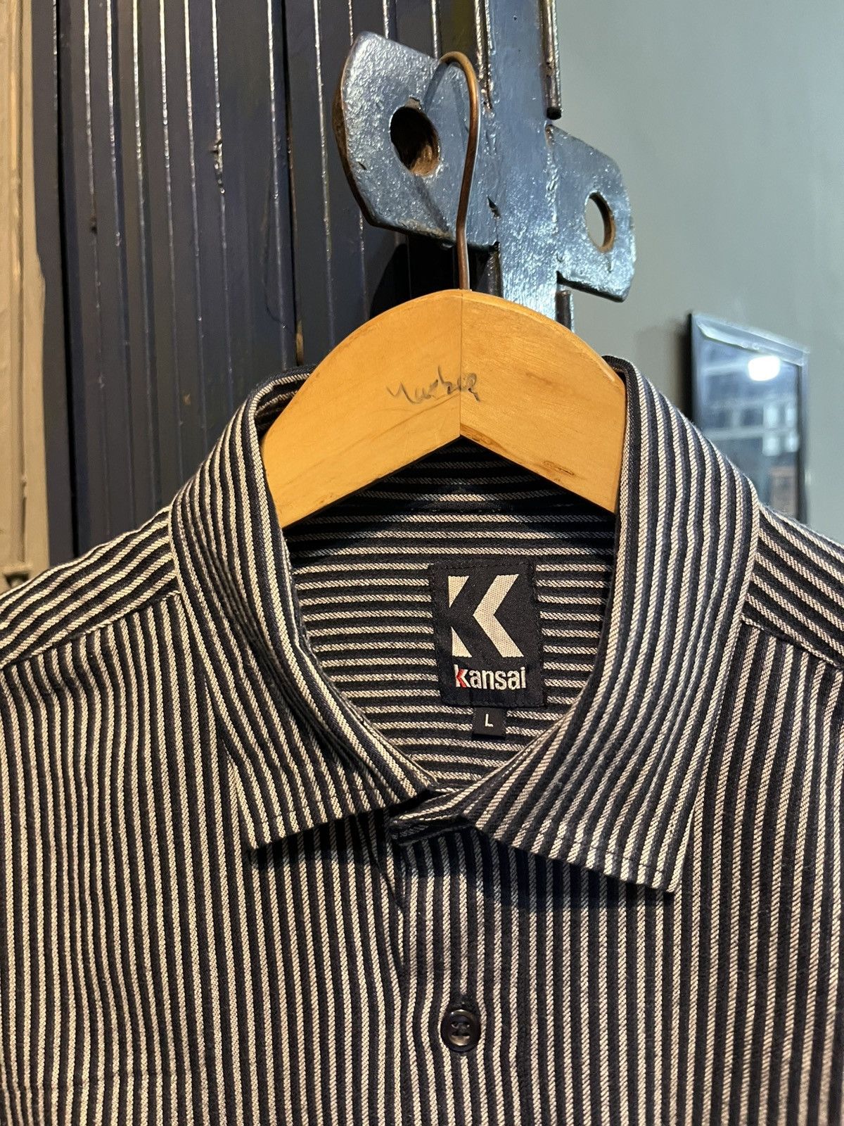 Kansai Yamamoto Kansai yamamoto striped button ups shirt long sleeve Size US L / EU 52-54 / 3 - 4 Thumbnail