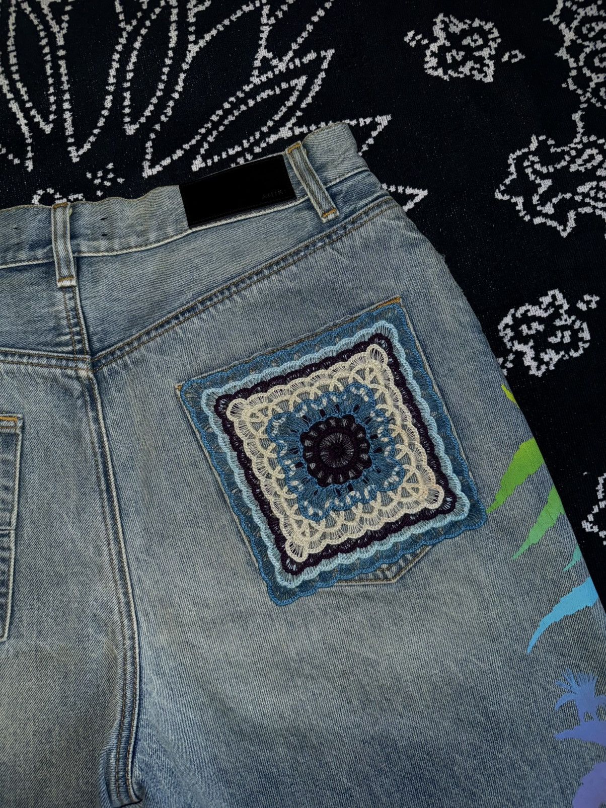 Amiri AMIRI ETERNAL HAPPINESS DENIM DISTRESSED SHORTS Size US 33 - 12 Thumbnail