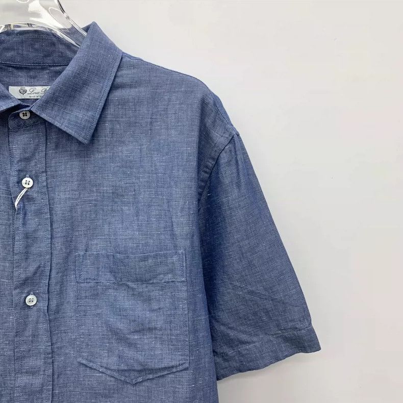 Loro Piana LORO PIANA Blue collar single-breasted short-sleeved shirt Size M / US 6-8 / IT 42-44 - 3 Thumbnail