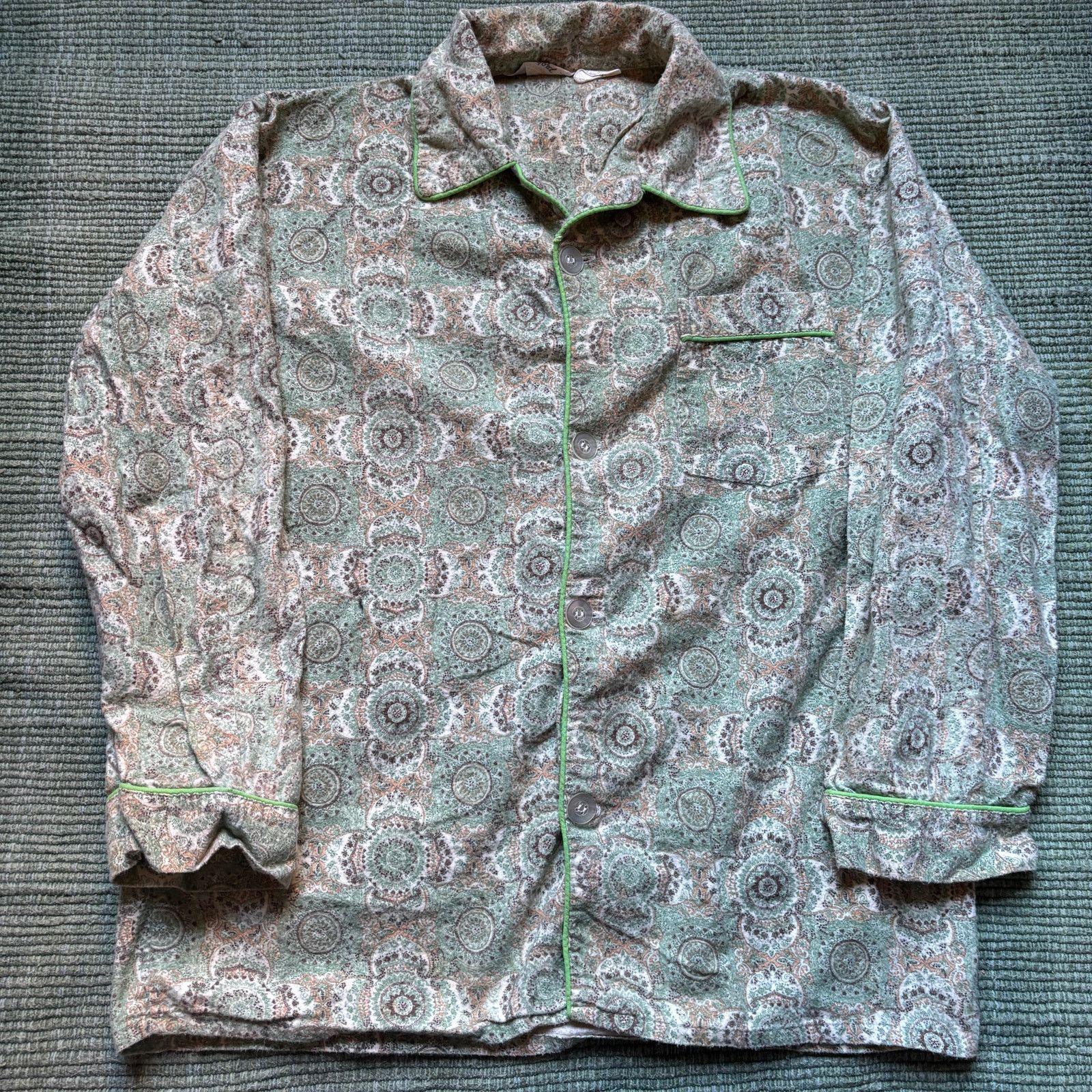 Vintage 60s 70s Cotton Patterned Men's Pajama Top Groovy Size M/L Size US M / EU 48-50 / 2 - 2 Thumbnail