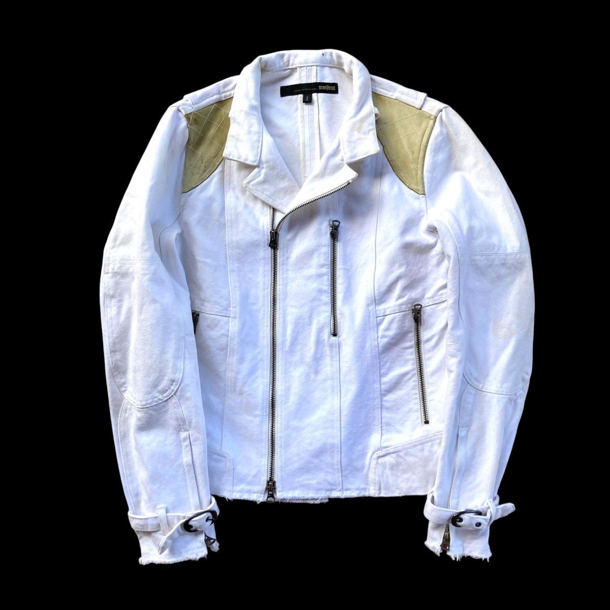 Schlussel 🇯🇵 SCHLUSSEL DOUBLE COLLAR DENIM + COWHIDE JACKET Size US M / EU 48-50 / 2 - 1 Thumbnail