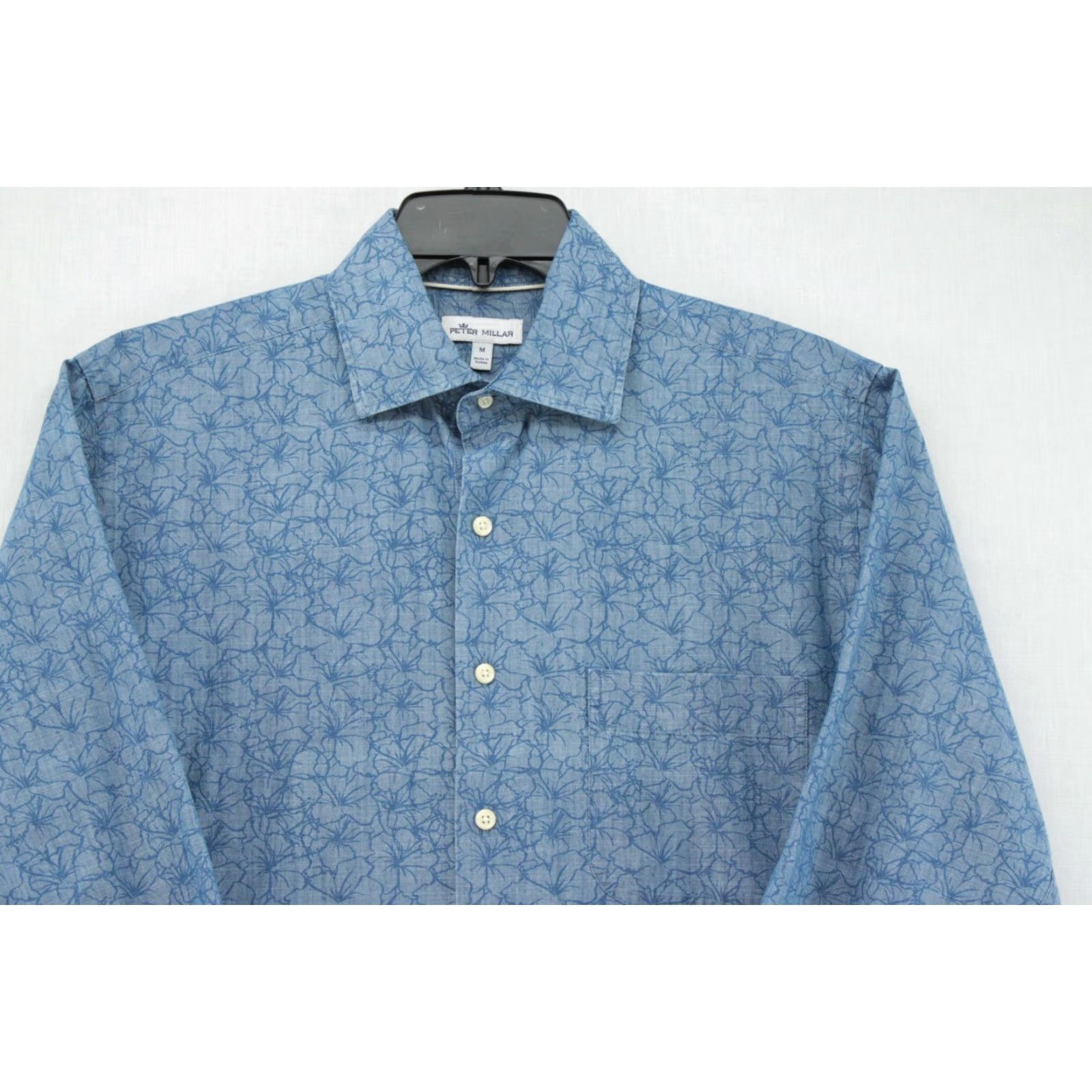 Peter Millar Peter Millar Shirt Men's Medium Blue Floral Long Sleeve Hawiian Vacation Luau Size US M / EU 48-50 / 2 - 2 Thumbnail