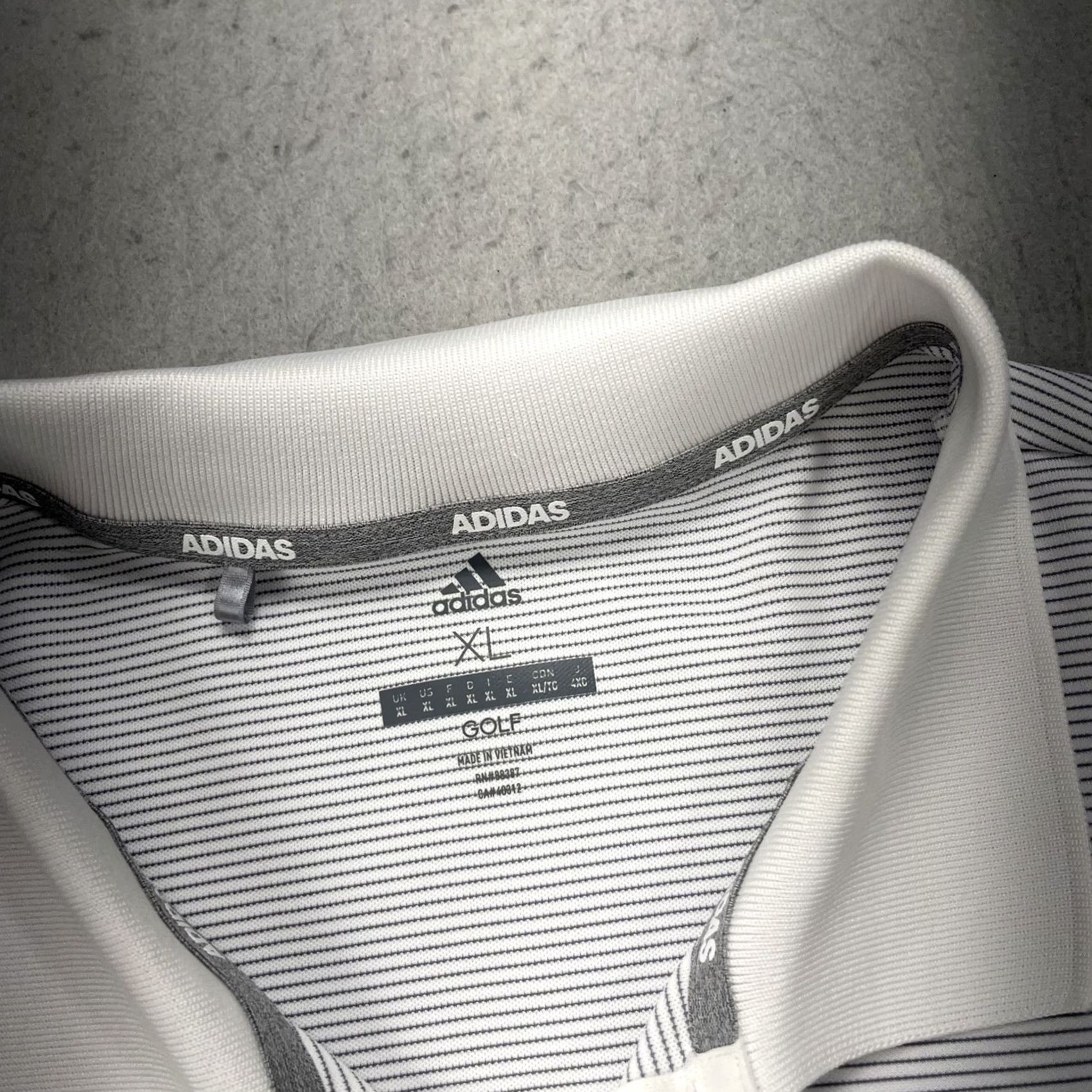 Adidas Adidas Golf Polo Shirt Mens XL White Striped Performance Logo Polo Shirt Size US XL / EU 56 / 4 - 4 Thumbnail