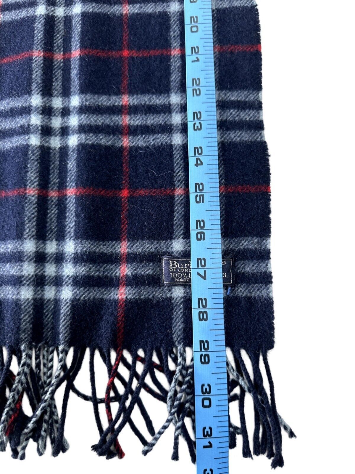 Burberry Burberrys Check Unisex Scarf Navy Blue 100% Lambswool Size ONE SIZE - 6 Thumbnail