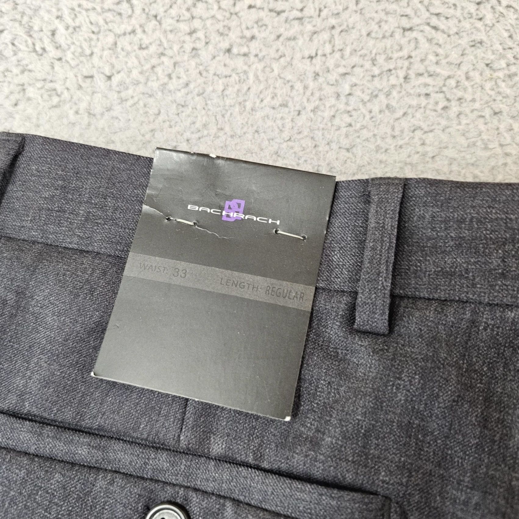 Vintage Bachrach Pants Mens 33 Gray Wool Dress Slacks Flat Front Lined Unhemmed 100% Wool - Regular, Zip Closure, Pockets, Belt Loops, Charcoal Size US 33 - 7 Thumbnail
