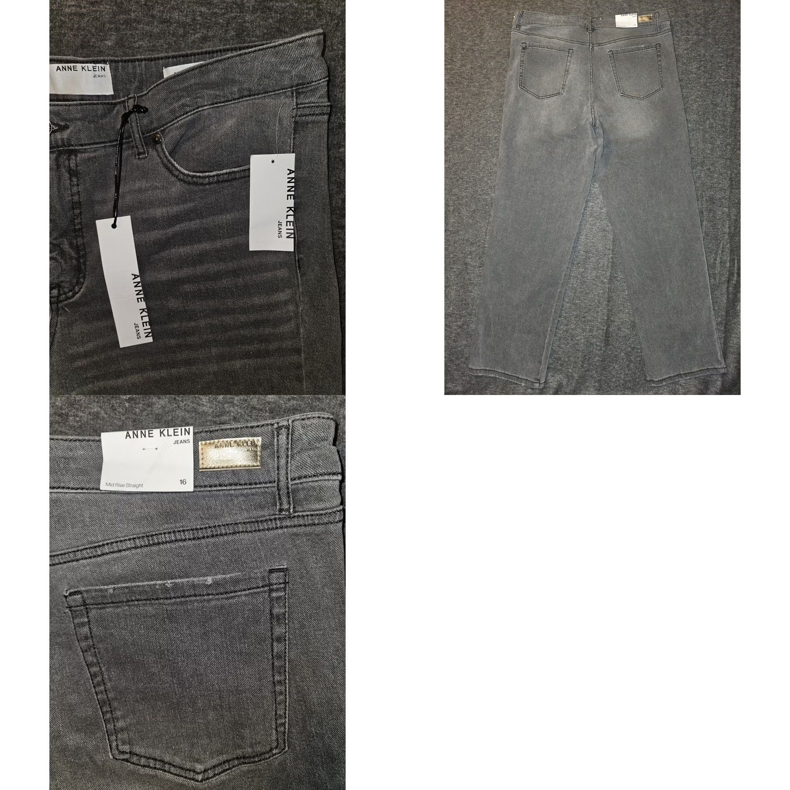 Anne Klein Anne Klein Jeans Women's 16 NWT High Rise Straight Denim 5-Pocket City Preppy Logo Black Size 38" / US 16 / IT 52 - 8 Thumbnail