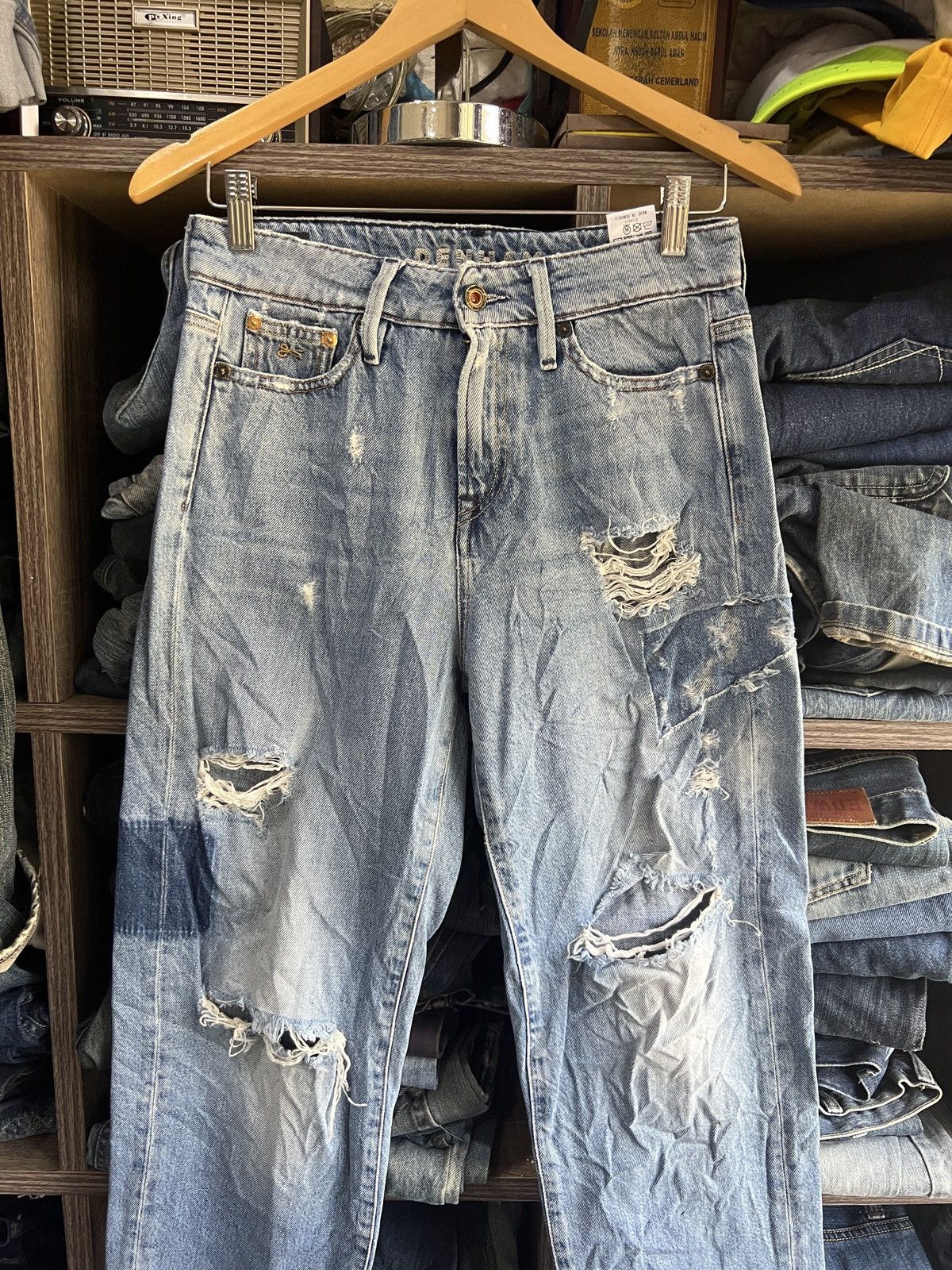 DENHAM 🔥Denham Alex Wide Leg Fit Distressed Denim Size US 28 / EU 44 - 4 Thumbnail