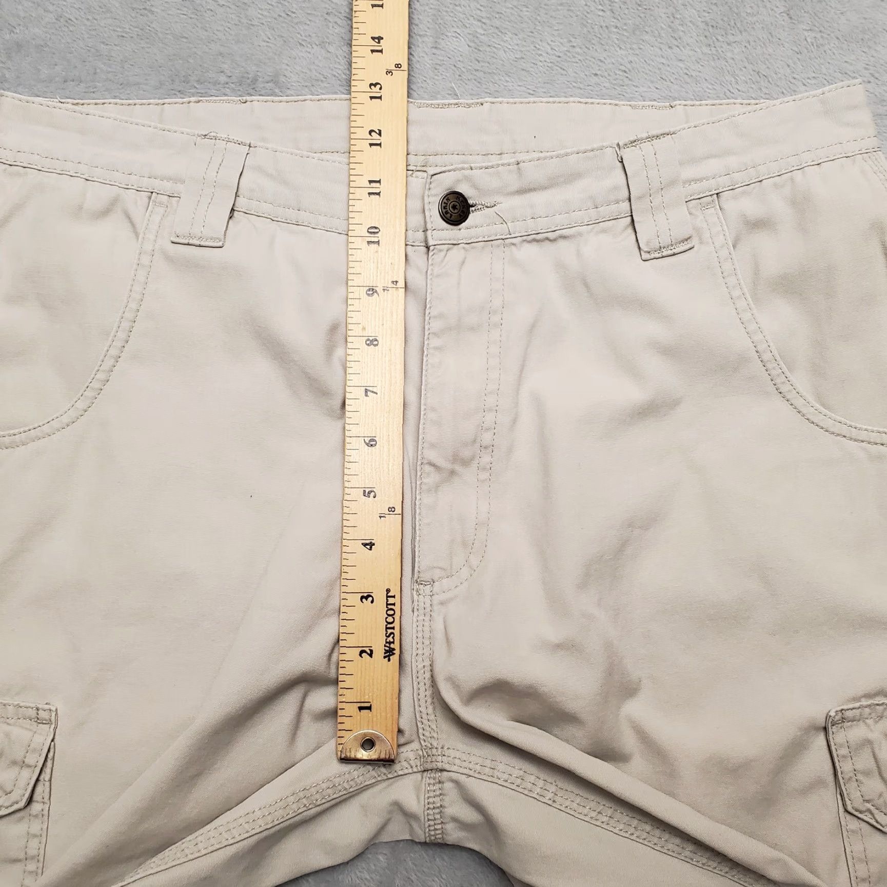 Vintage Key Shorts Mens 36 Beige Flat Front Zip Cargo Ripstop Canvas Outdoors Hike Size US 36 / EU 52 - 3 Thumbnail