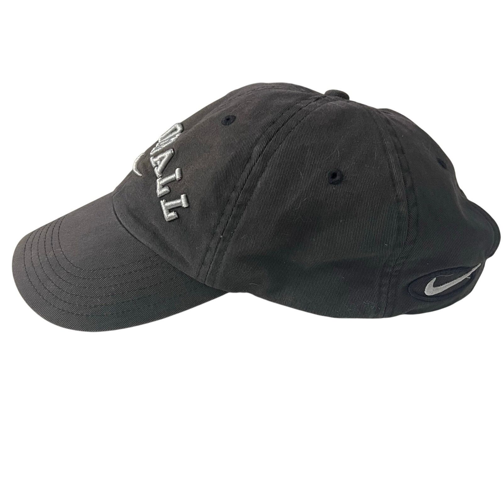 Nike Vtg 90s Nike Football Strapback Hat Adjustable Black Gray Size ONE SIZE - 2 Thumbnail