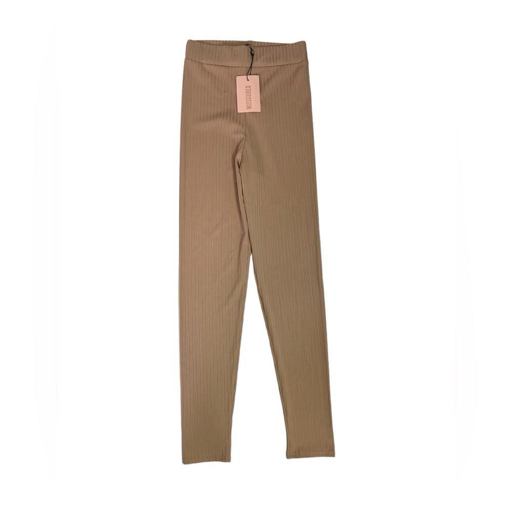 Designer Missguided l NWT High Waisted Ribbed Leggings Tan Size 6 Size 28" / US 6 / IT 42 - 2 Thumbnail