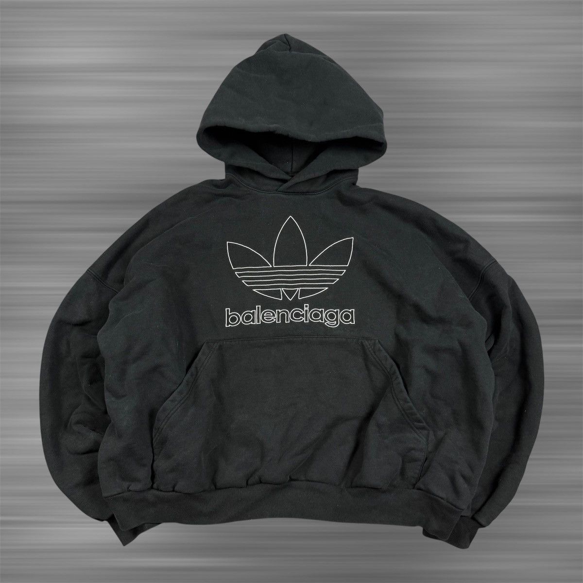 Balenciaga Balenciaga x Adidas Embroidered Logo Oversized ‘Black Hoodie Size US M / EU 48-50 / 2 - 1 Thumbnail