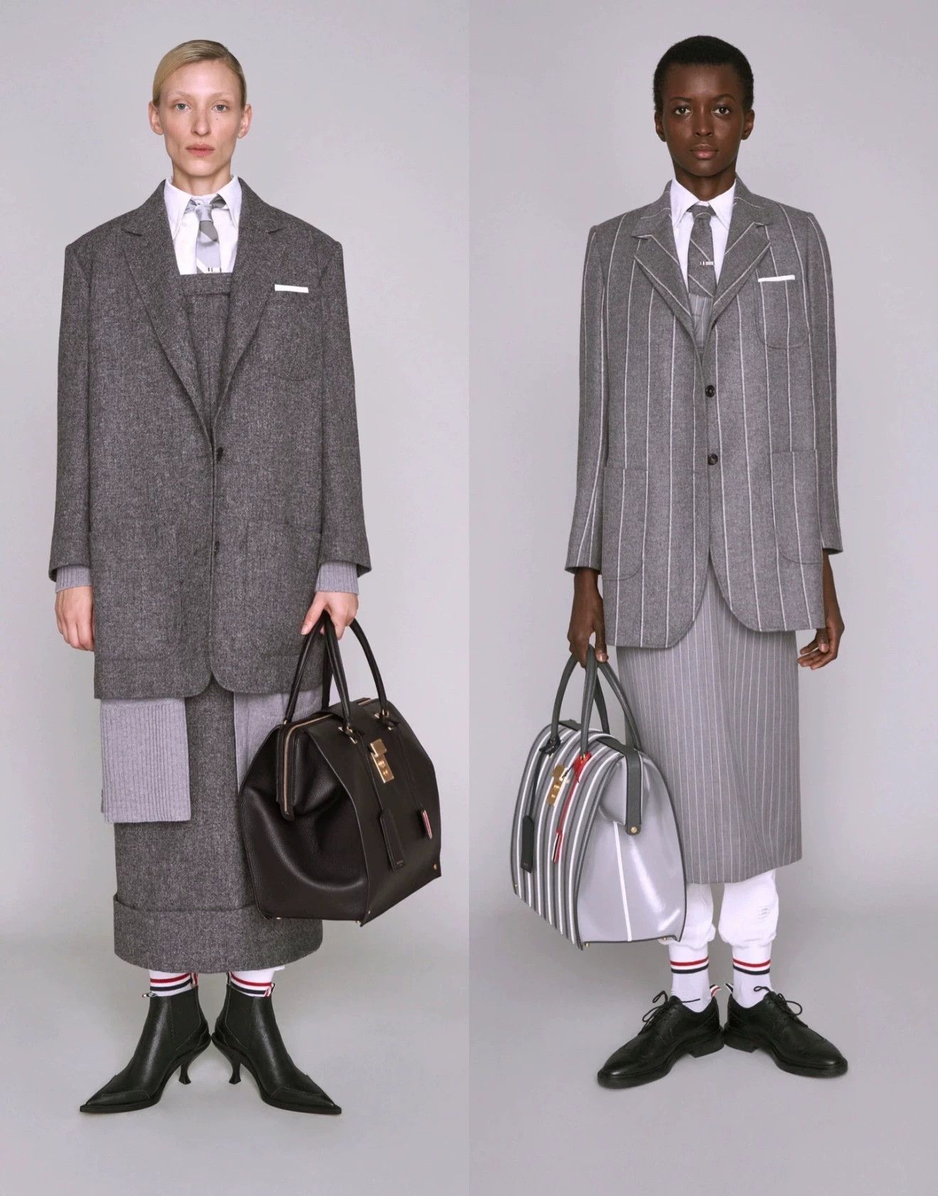 Thom Browne Thom Browne Women's Rare Mid-Gray Stripe Wool Coat Size36 Size XS / US 0-2 / IT 36-38 - 8 Thumbnail