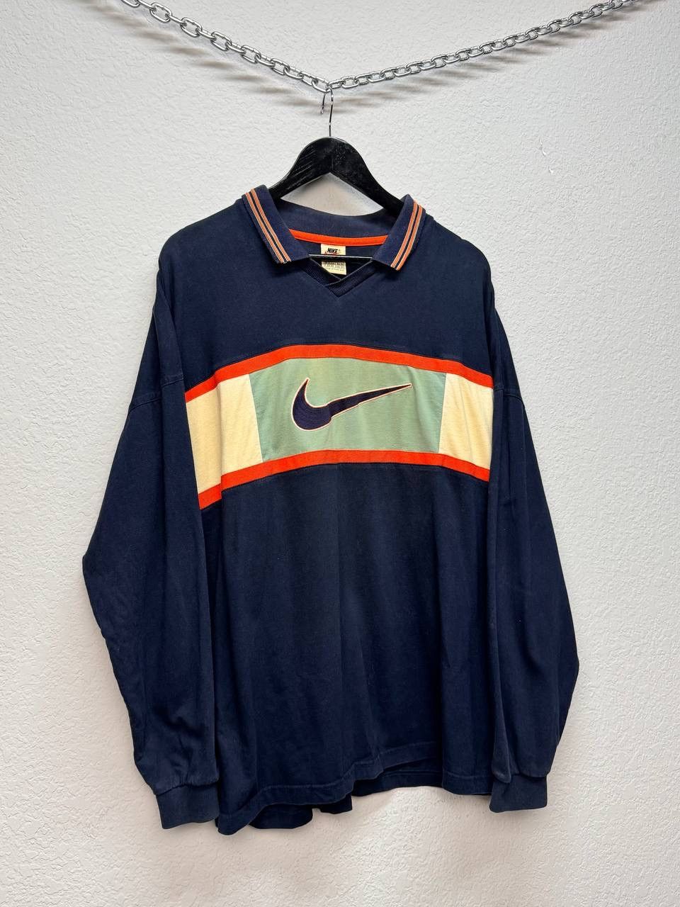 Nike Vintage Nike Streetwear Striped Rugby Sweatshirt Size US L / EU 52-54 / 3 - 1 Thumbnail