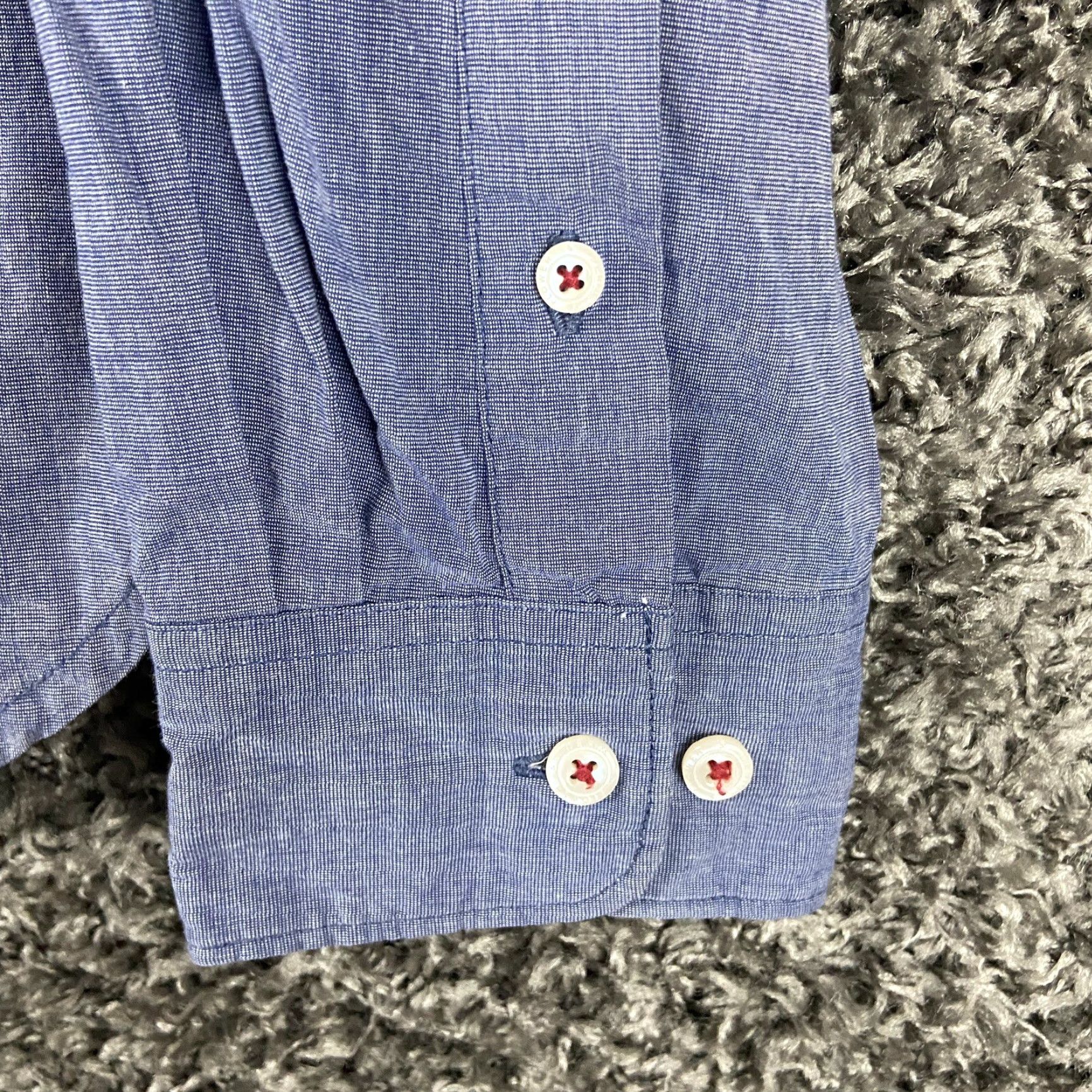 Denime DENIM & FLOWER Button-Up Shirt Men M Long Sleeve Blue Floral Back Color Change Fabric Denim Mens M Blue Floral Shirt Size US M / EU 48-50 / 2 - 3 Thumbnail