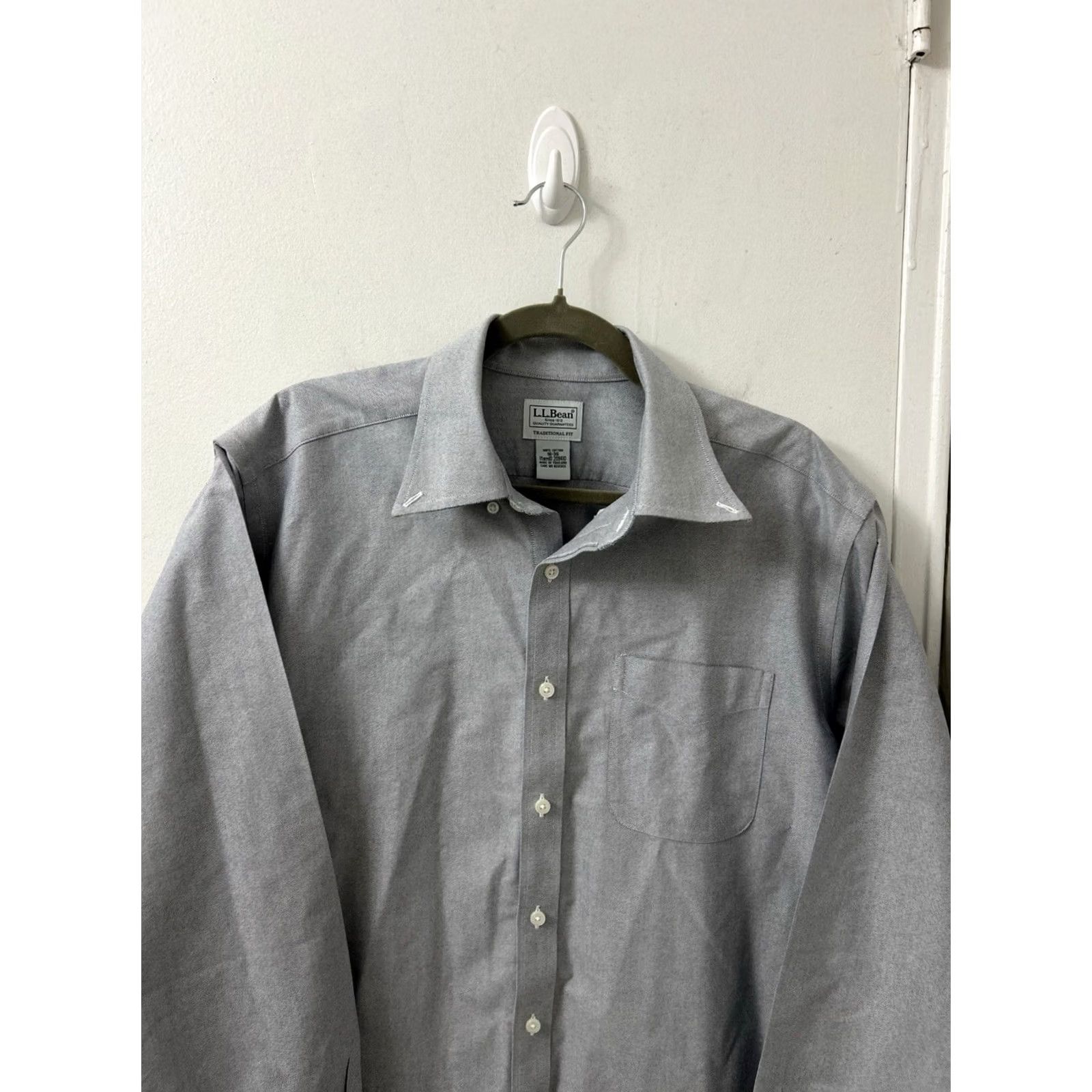 CLOT LL Bean Oxford Cloth Shirt Mens 16 36 Gray Button Down Traditional Fit Dress Shirt 209410 Size US L / EU 52-54 / 3 - 2 Thumbnail