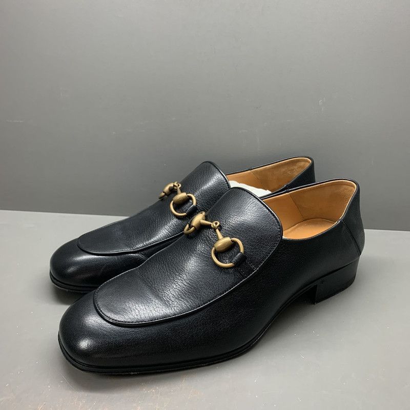 Gucci Gucci Jordaan Black Leather Loafers for Men 0079 Size US 7.5 / EU 40-41 - 1 Thumbnail