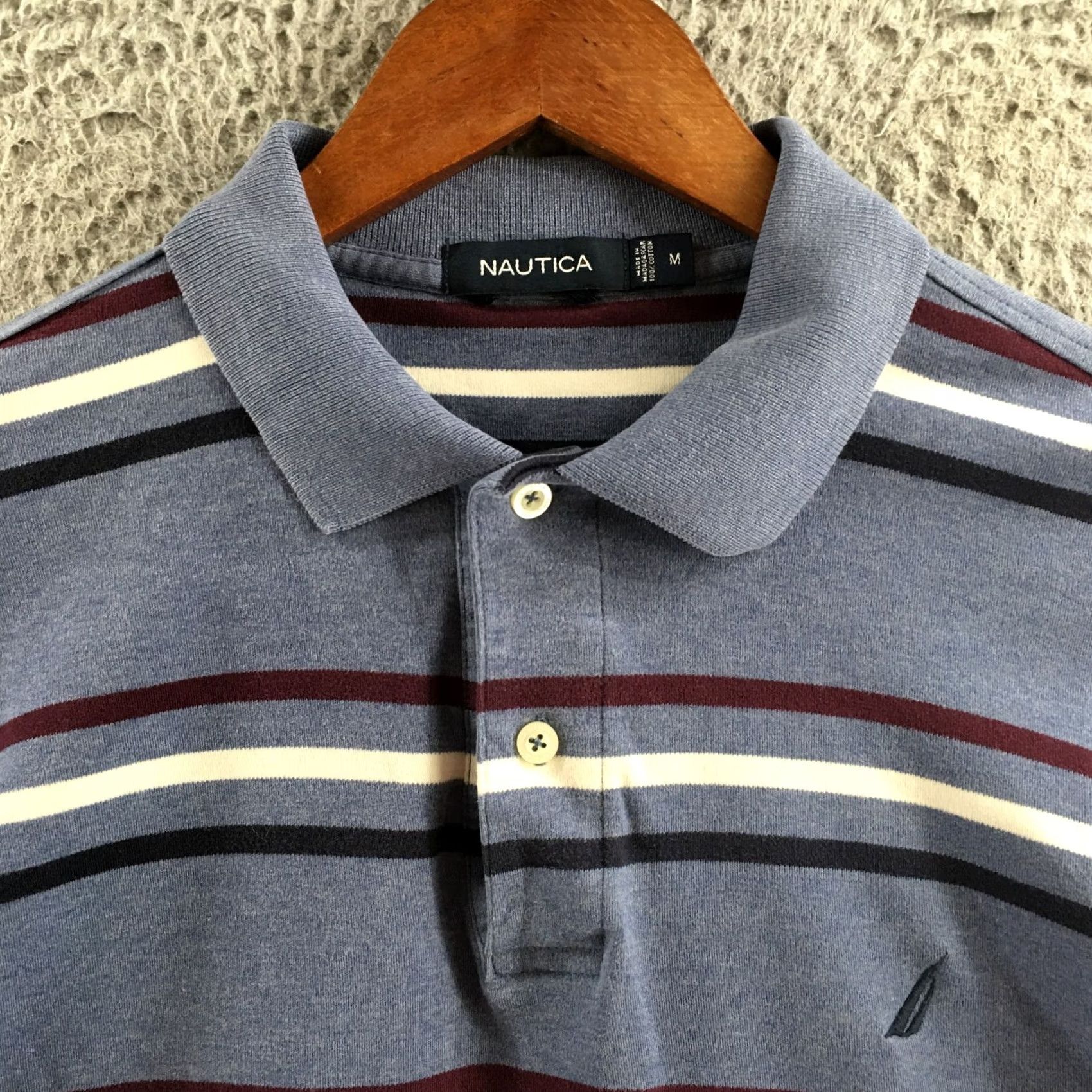 Nautica Nautica Long Sleeve Polo Shirt Men M Blue Stripe Cotton Collared Casual Pullover Size US M / EU 48-50 / 2 - 3 Thumbnail
