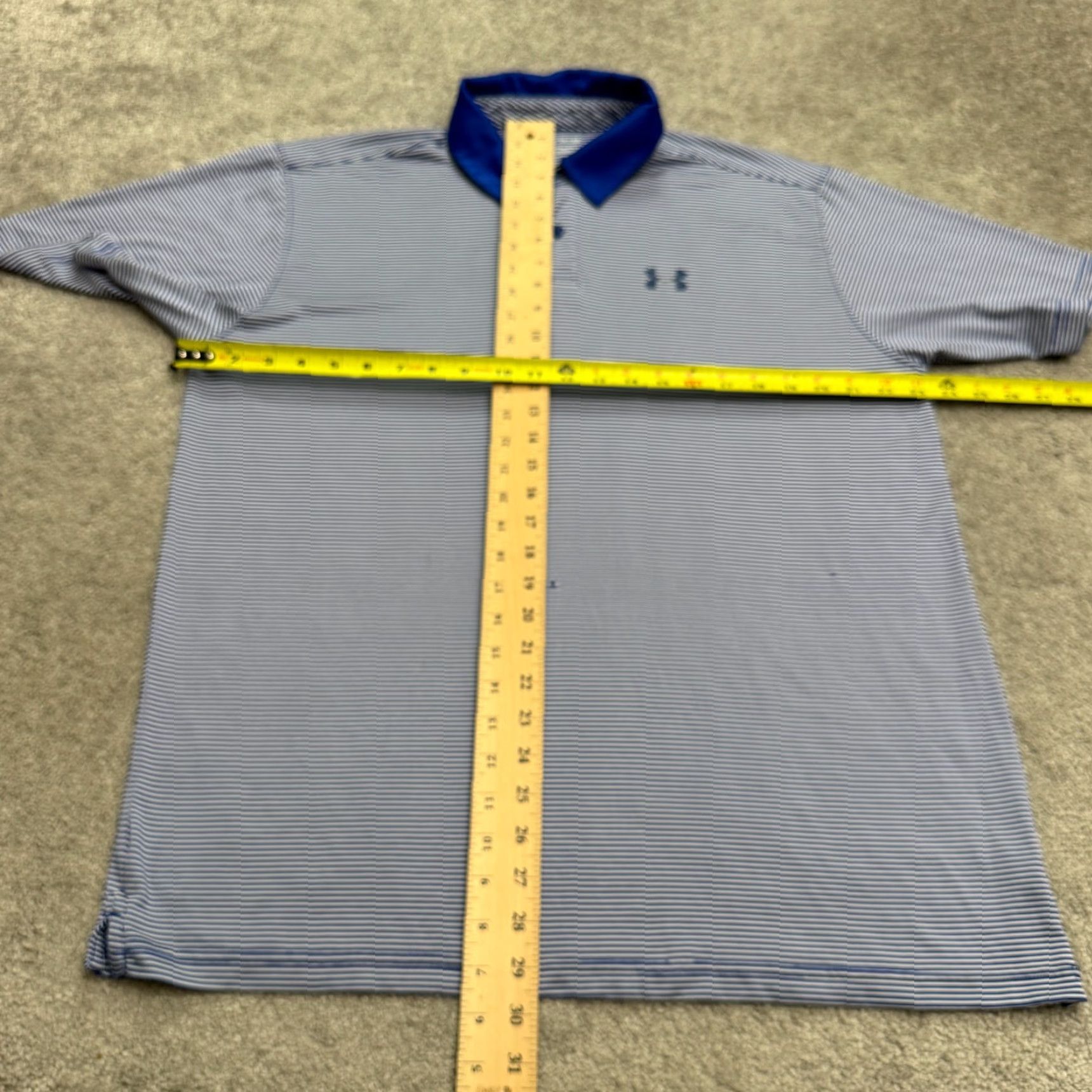 Under Armour Under Armour Shirt Polo The Performance Mens XL Blue Striped Loose Fit Golf Prep Size US XL / EU 56 / 4 - 7 Thumbnail