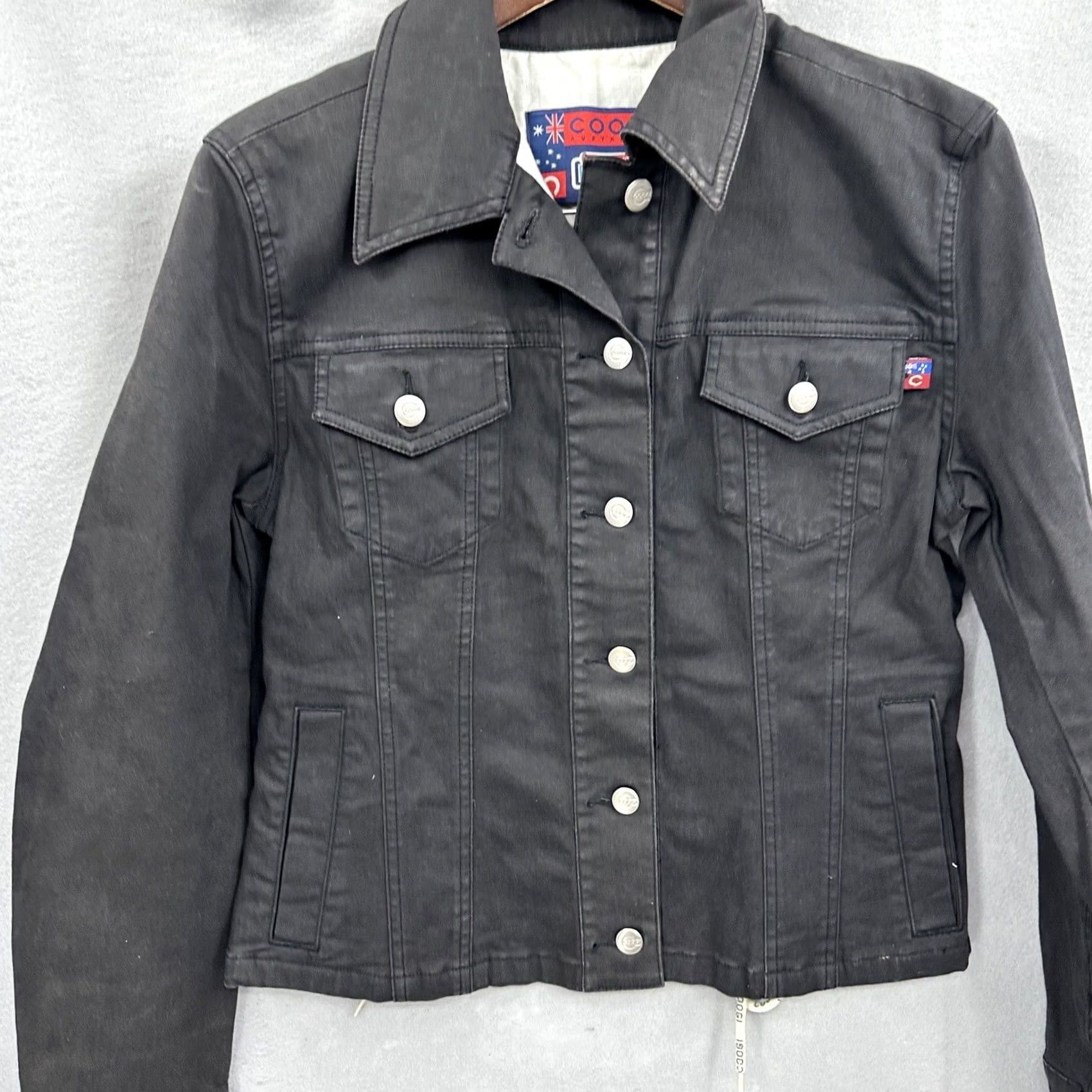 Coogi VINTAGE COOGI Women XL Black Jean Jacket Logo Back Trucker Lace Up 90s Popular Slim Size XL Womens Jacket Size 40" / US 18 - 5 Thumbnail